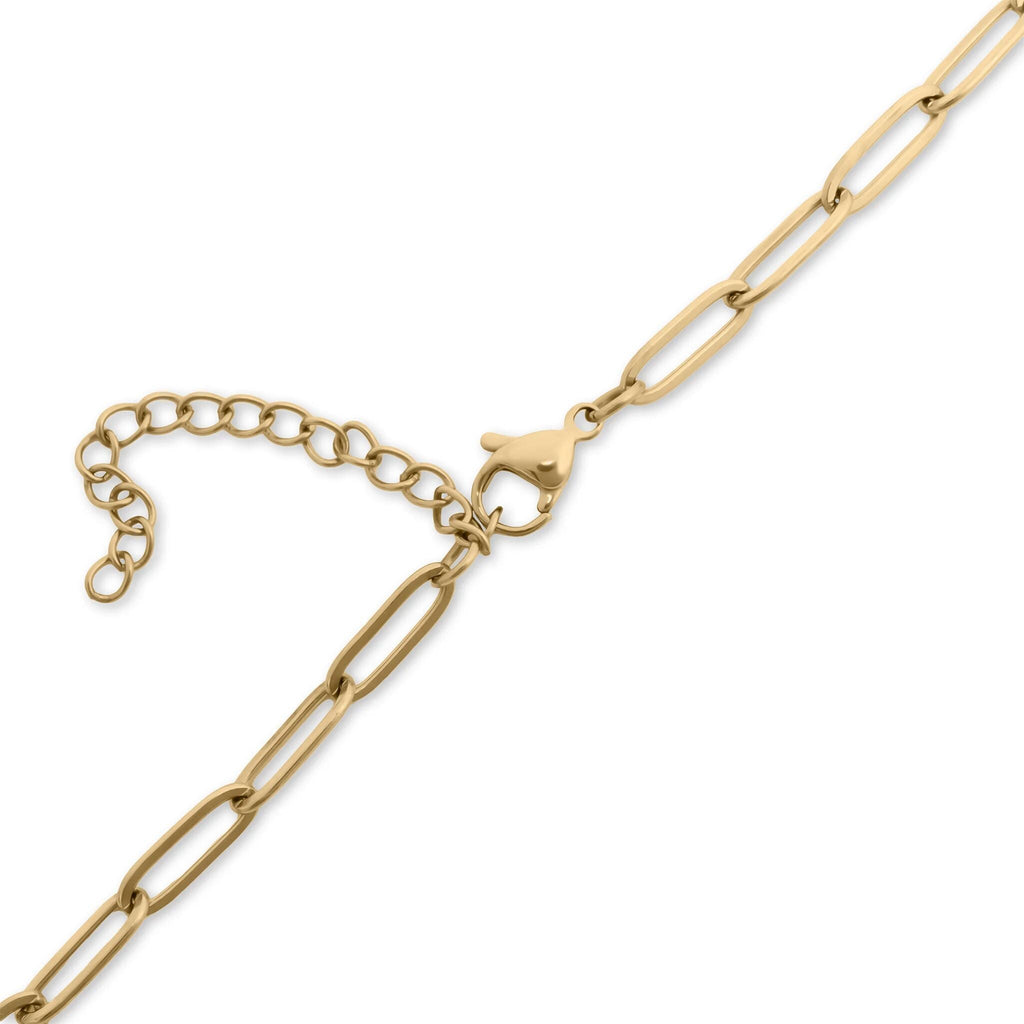 Gold Carabiner Necklace - 18K Gold PVD Stainless Steel Circle Chain, Tarnish Resistant