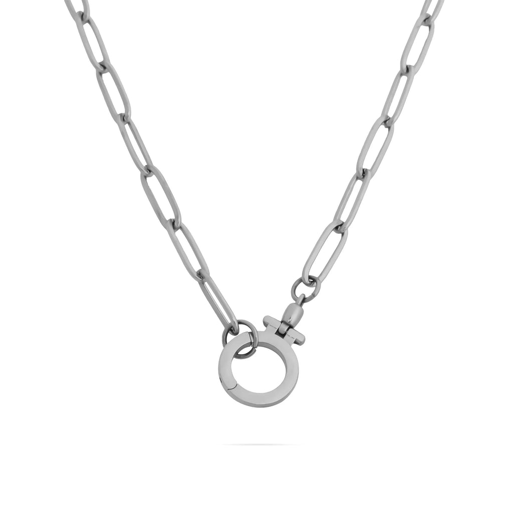 18K Gold Carabiner Necklace – Stainless Steel Circle Chain With Spring Loaded Clasp