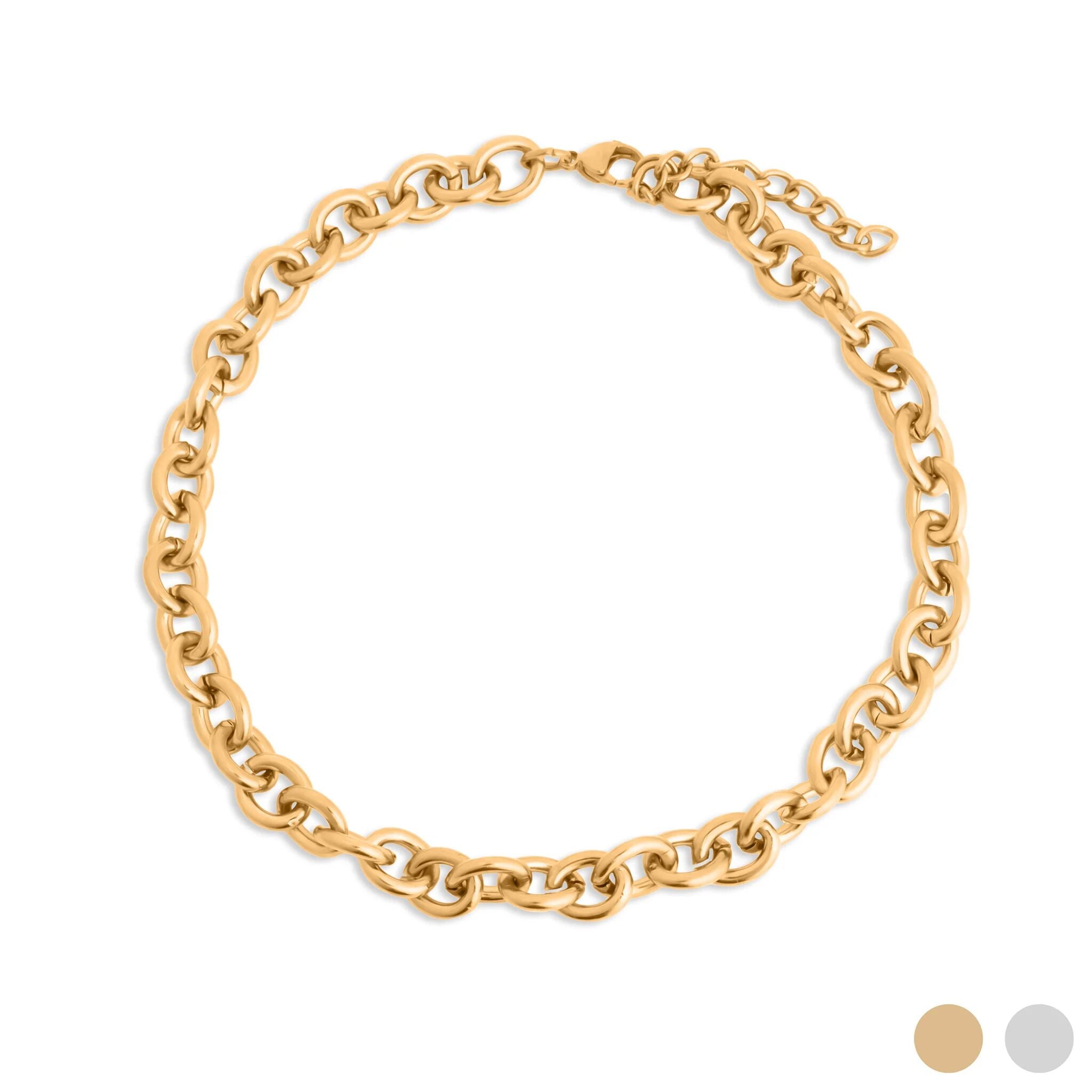 Chunky Chain Necklace – 18K Gold PVD Coated Stainless Steel, Oversized Links