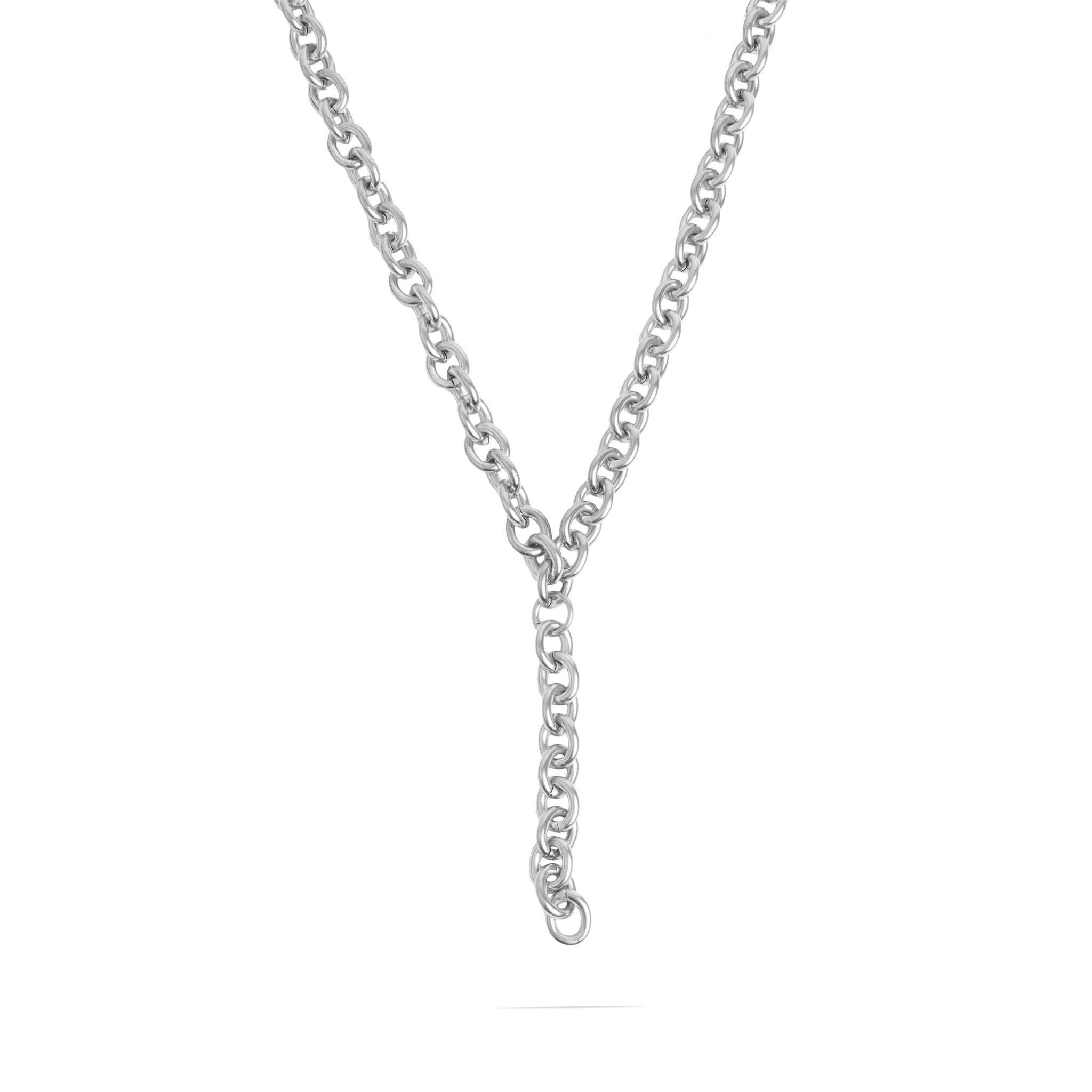 Chunky Chain Necklace – 18K Gold Lariat Adjustable Stainless Steel Jewelry