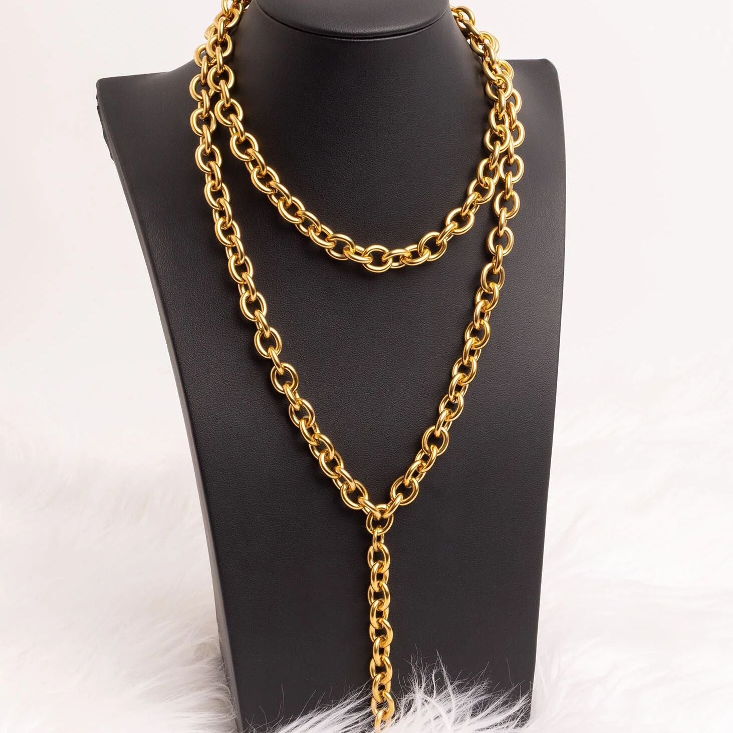 Chunky Chain Necklace – 18K Gold PVD Coated Stainless Steel, Oversized Links
