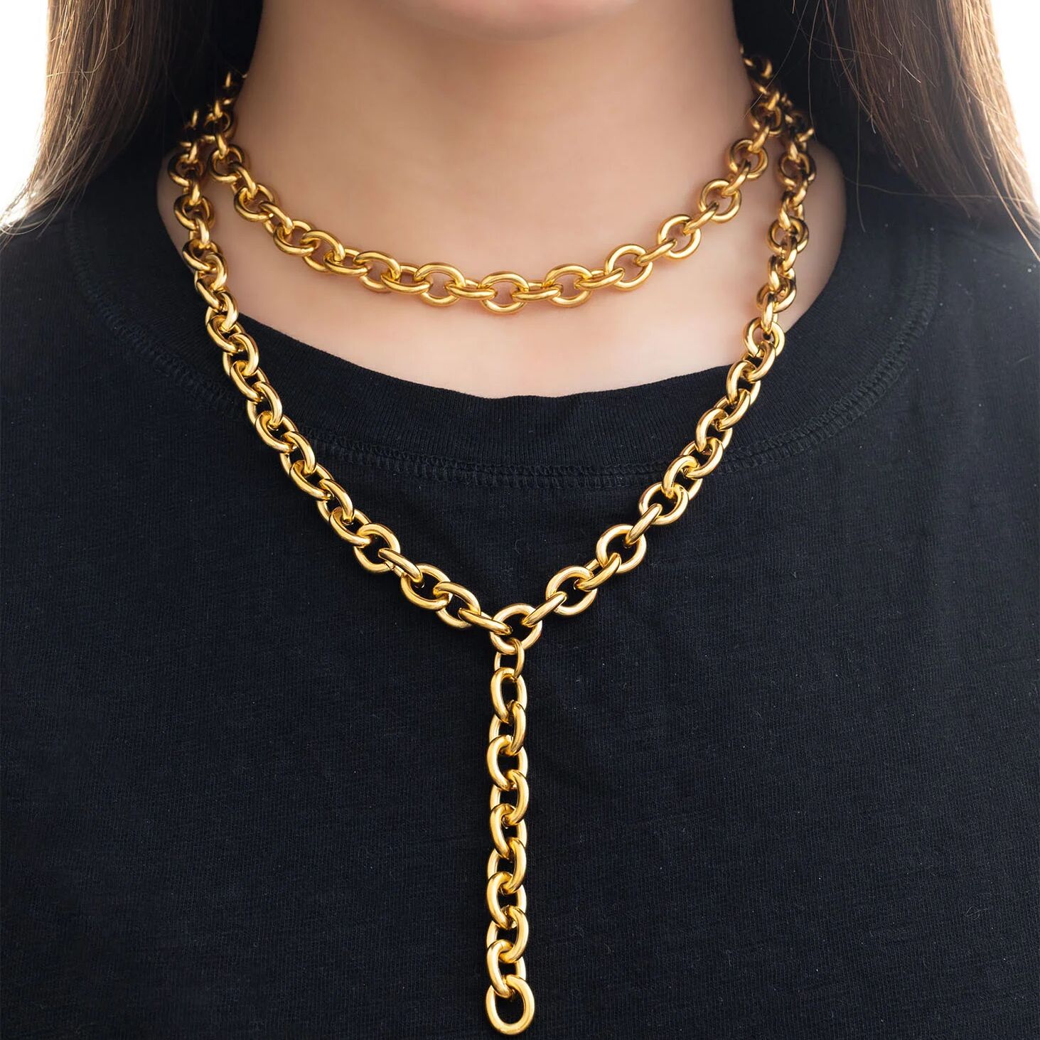 Chunky Chain Necklace – 18K Gold PVD Coated Stainless Steel, Oversized Links
