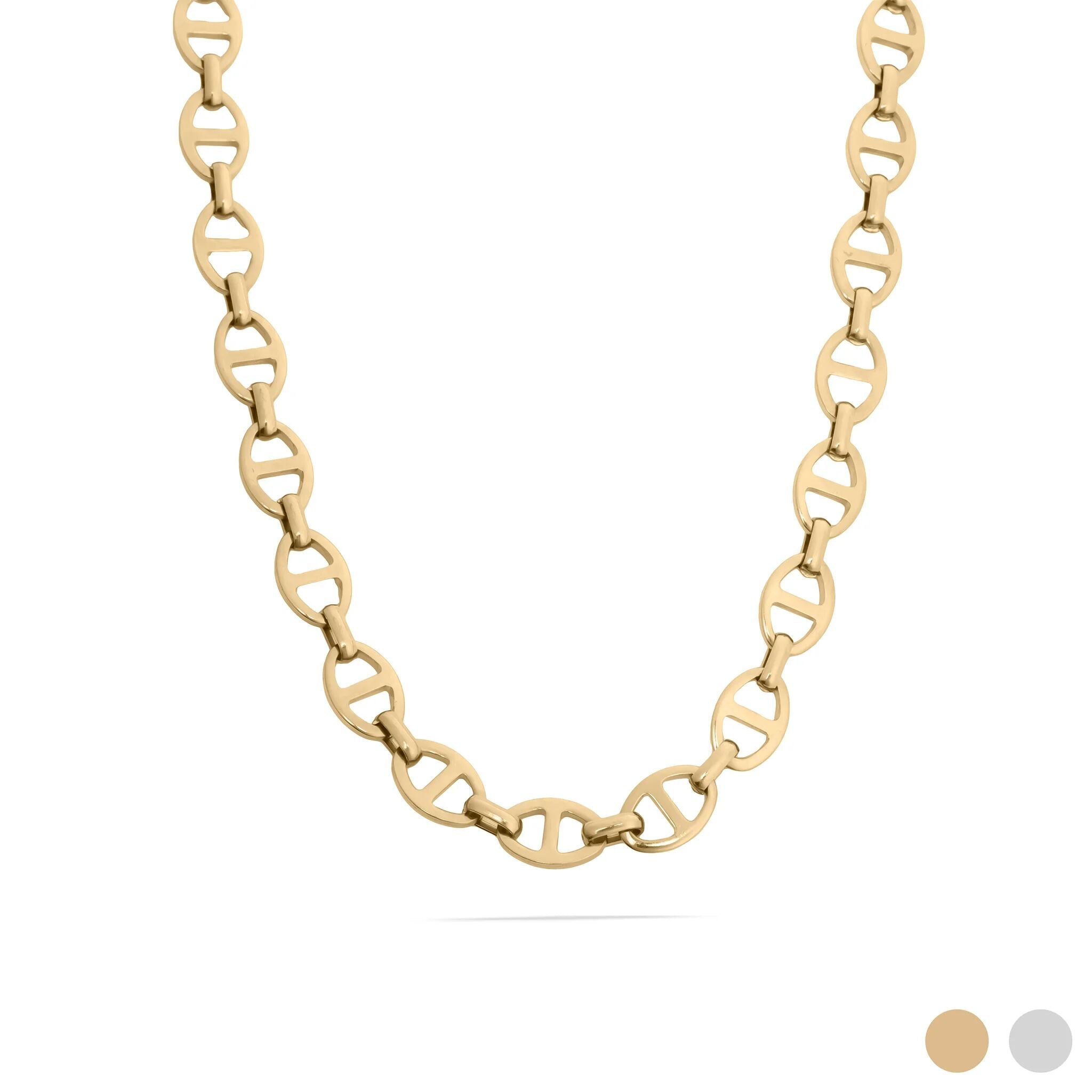 18K Gold Chain Necklace – Thick Oval Link, Durable PVD Gold Stainless Steel