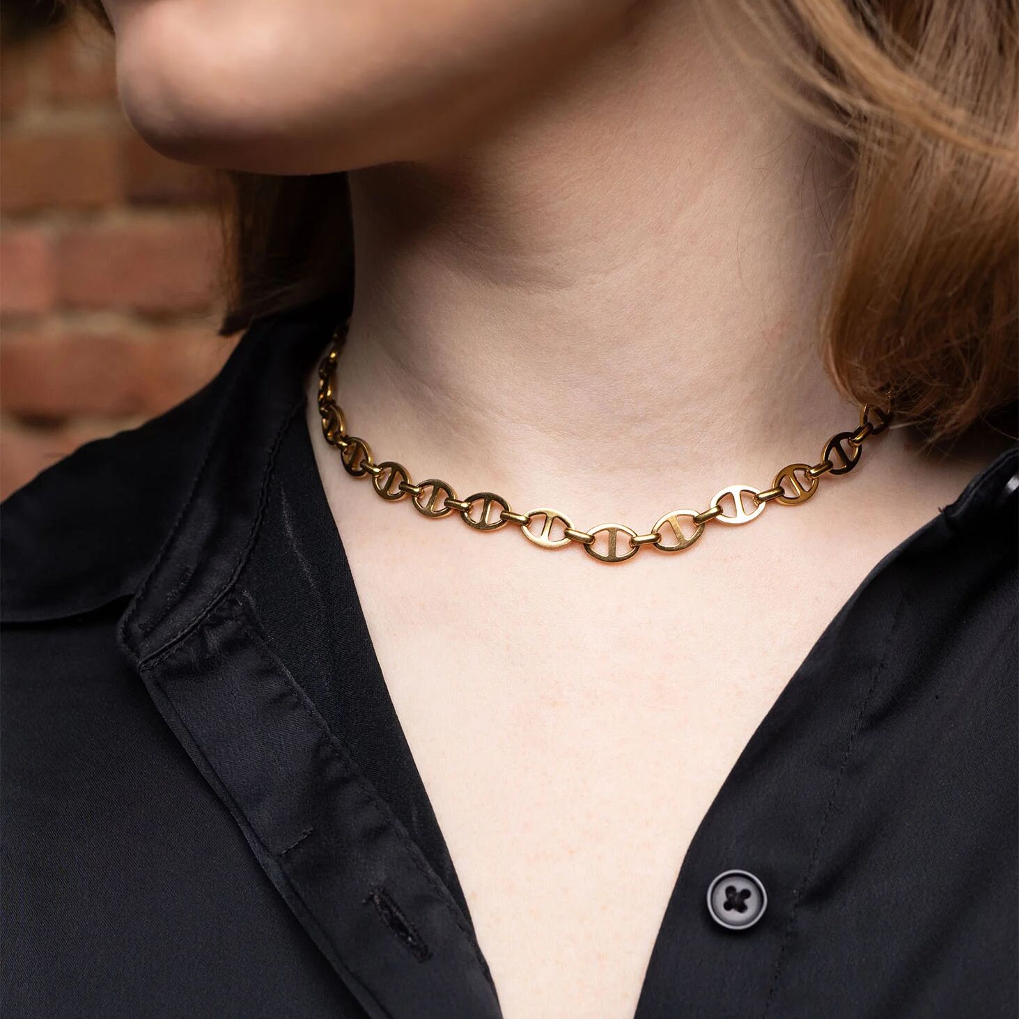 18K Gold Chain Necklace – Thick Oval Link, Durable PVD Gold Stainless Steel