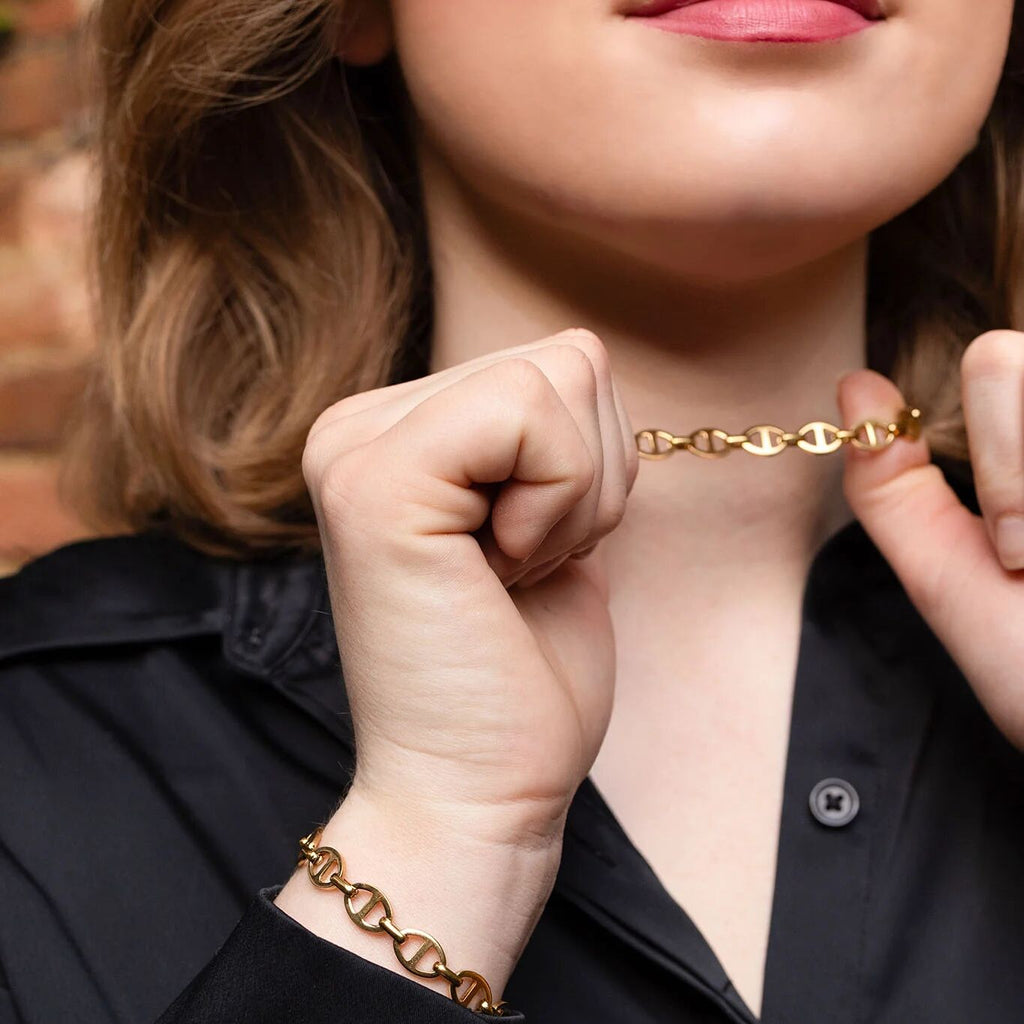 18K Gold Chain Necklace – Thick Oval Link, Durable PVD Gold Stainless Steel