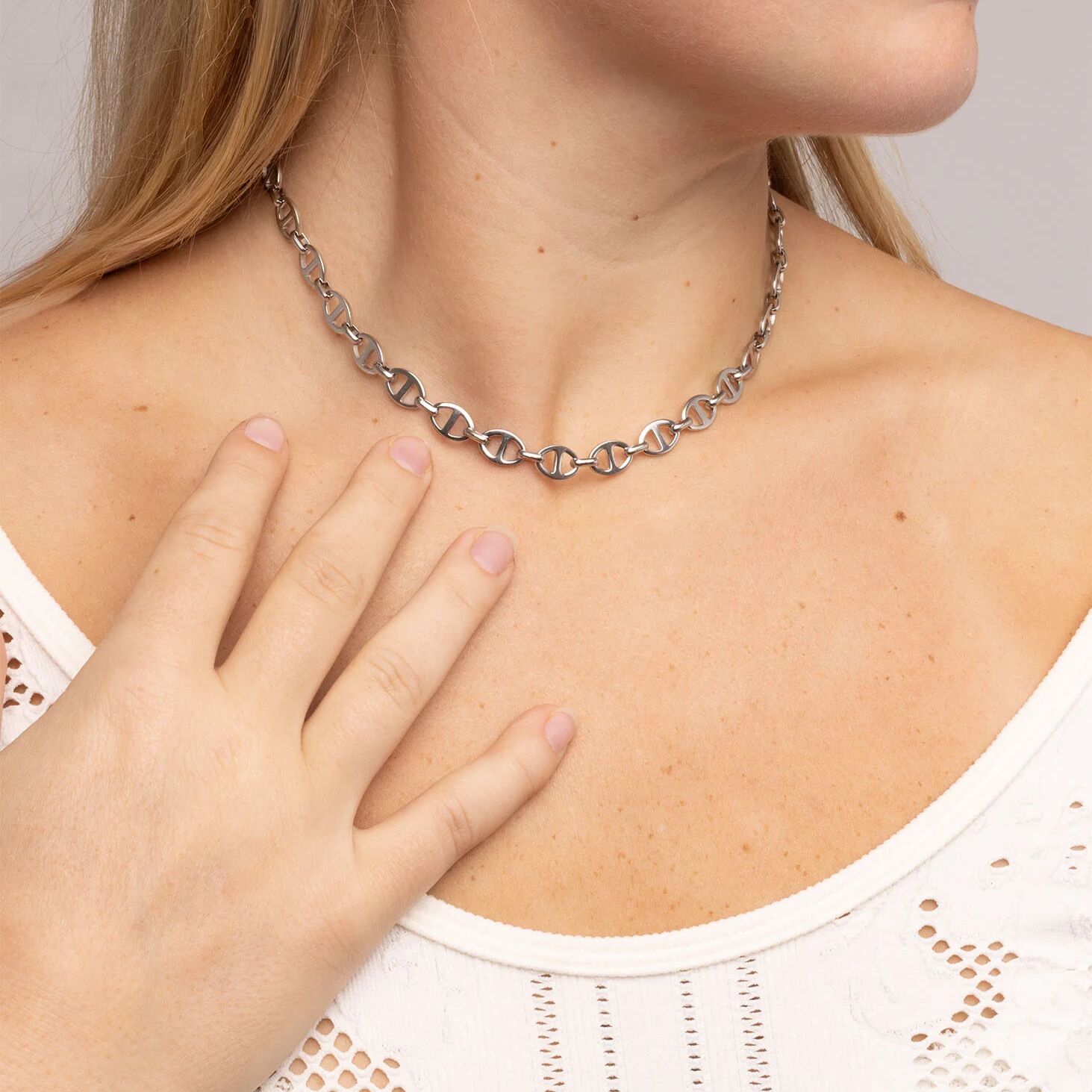 18K Gold PVD Stainless Steel Thick Oval Chain Necklace