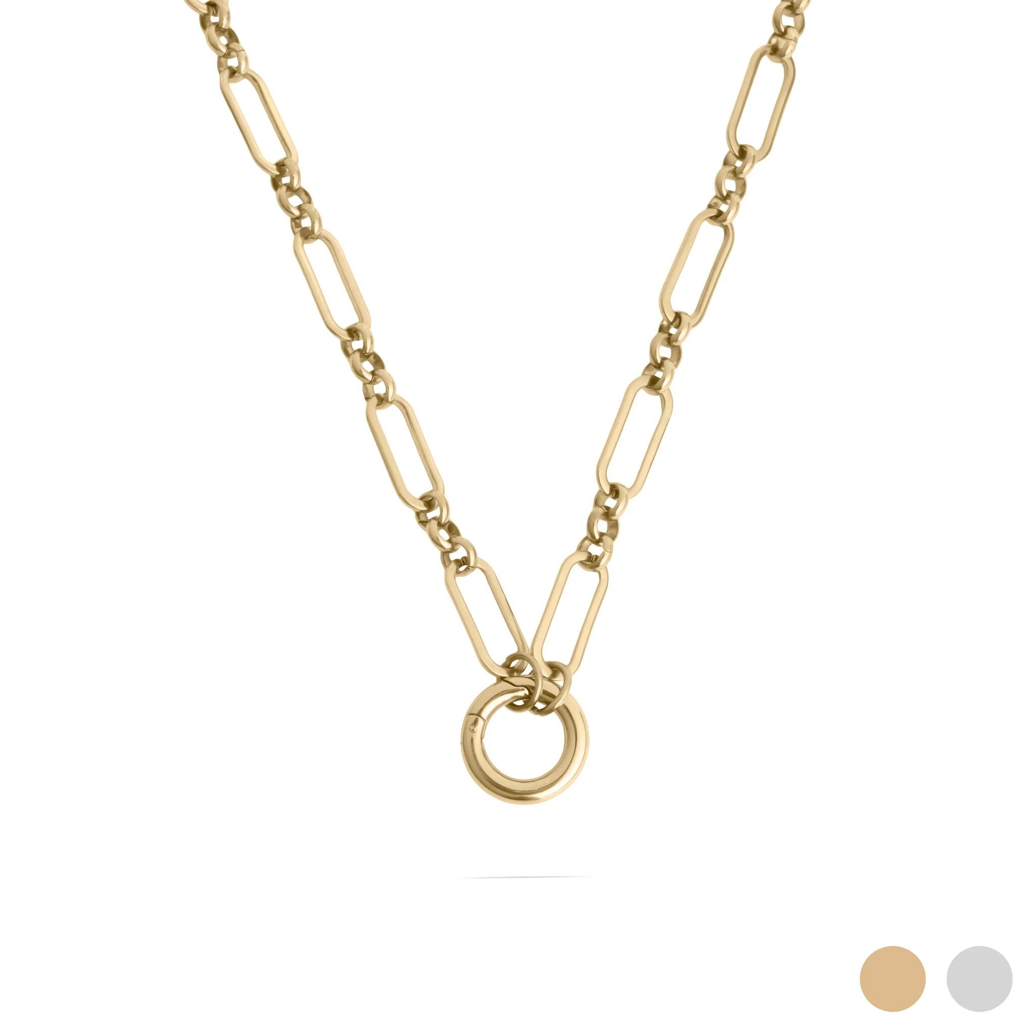 Gold Paperclip Necklace – 18K Gold PVD Stainless Steel Long Charm Holder Chain