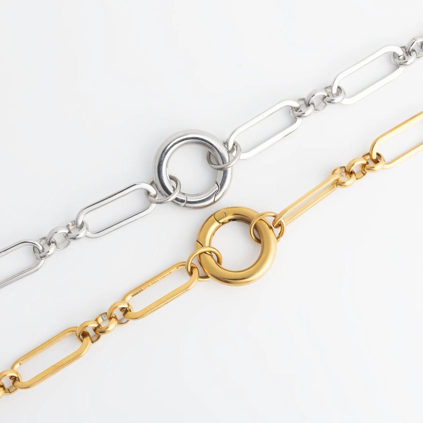 Gold Paperclip Necklace – 18K Gold PVD Stainless Steel Long Charm Holder Chain