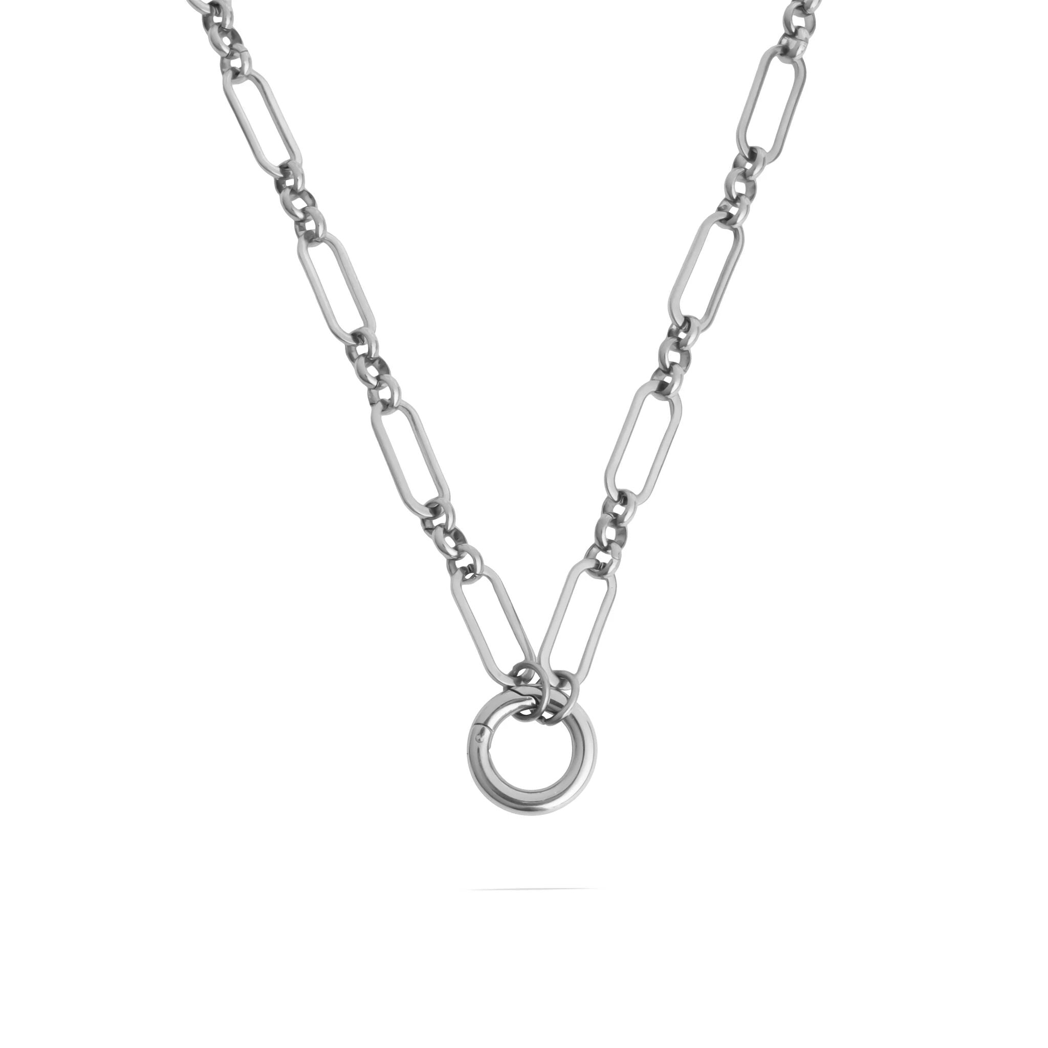 Gold Paperclip Necklace – 18K Gold PVD Stainless Steel Long Charm Holder Chain