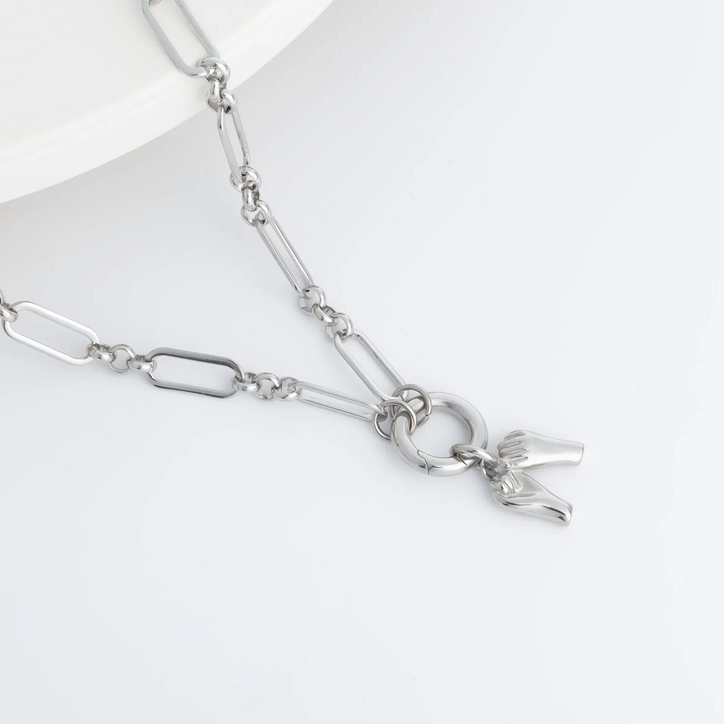 Gold Paperclip Necklace – 18K Gold PVD Stainless Steel Long Charm Holder Chain