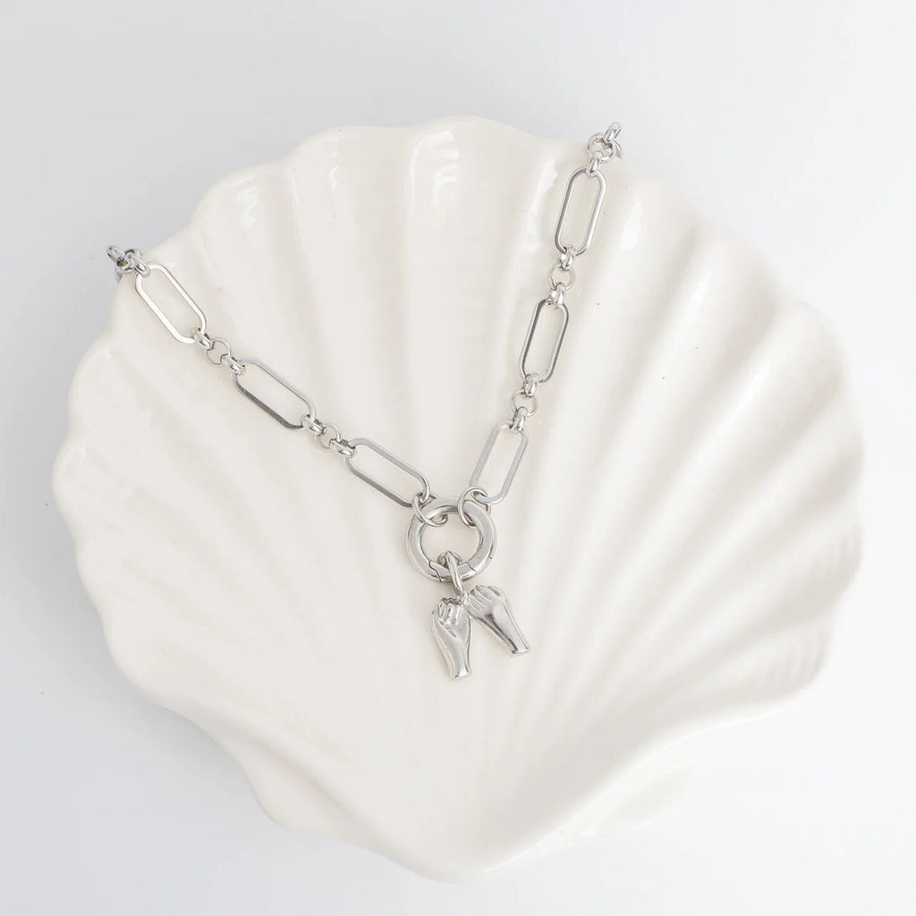 Gold Paperclip Necklace – 18K Gold PVD Stainless Steel Long Charm Holder Chain