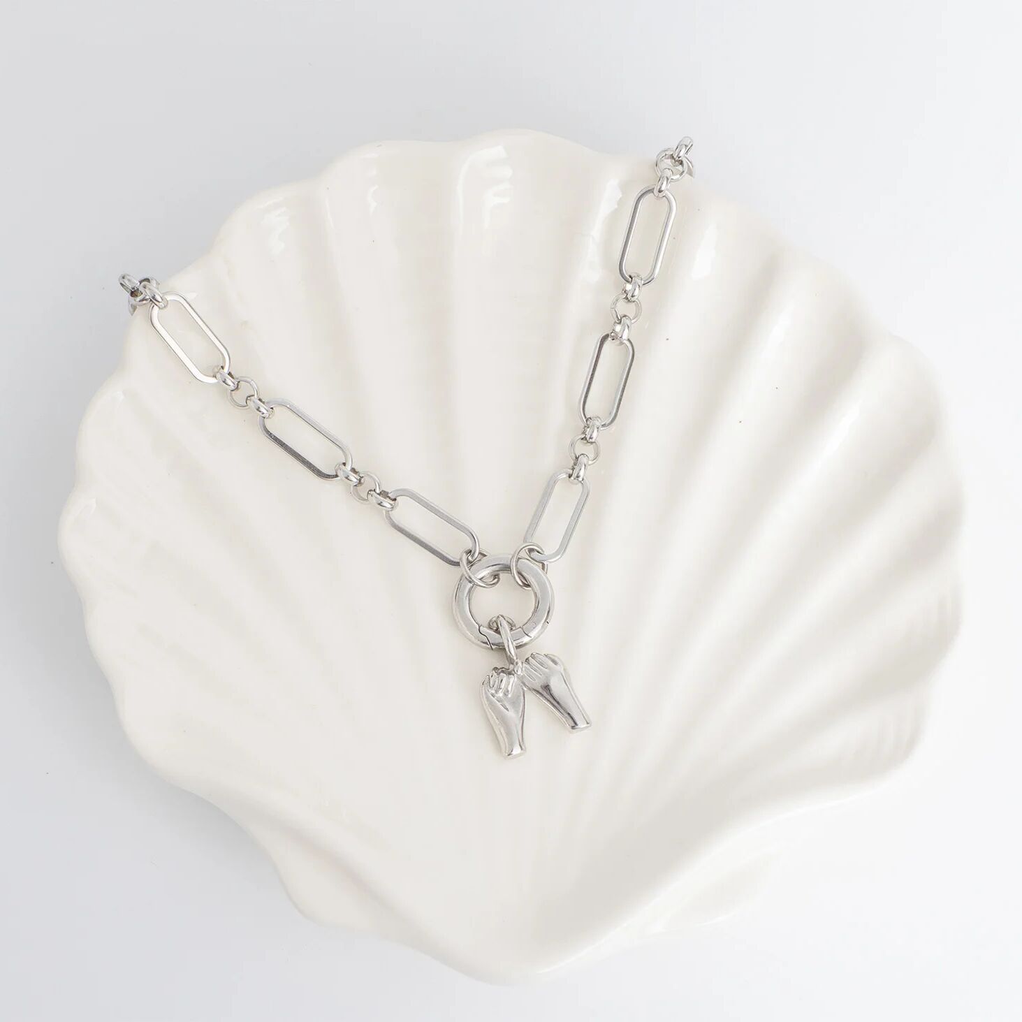 Gold Paperclip Necklace – 18K Gold PVD Stainless Steel Long Charm Holder Chain