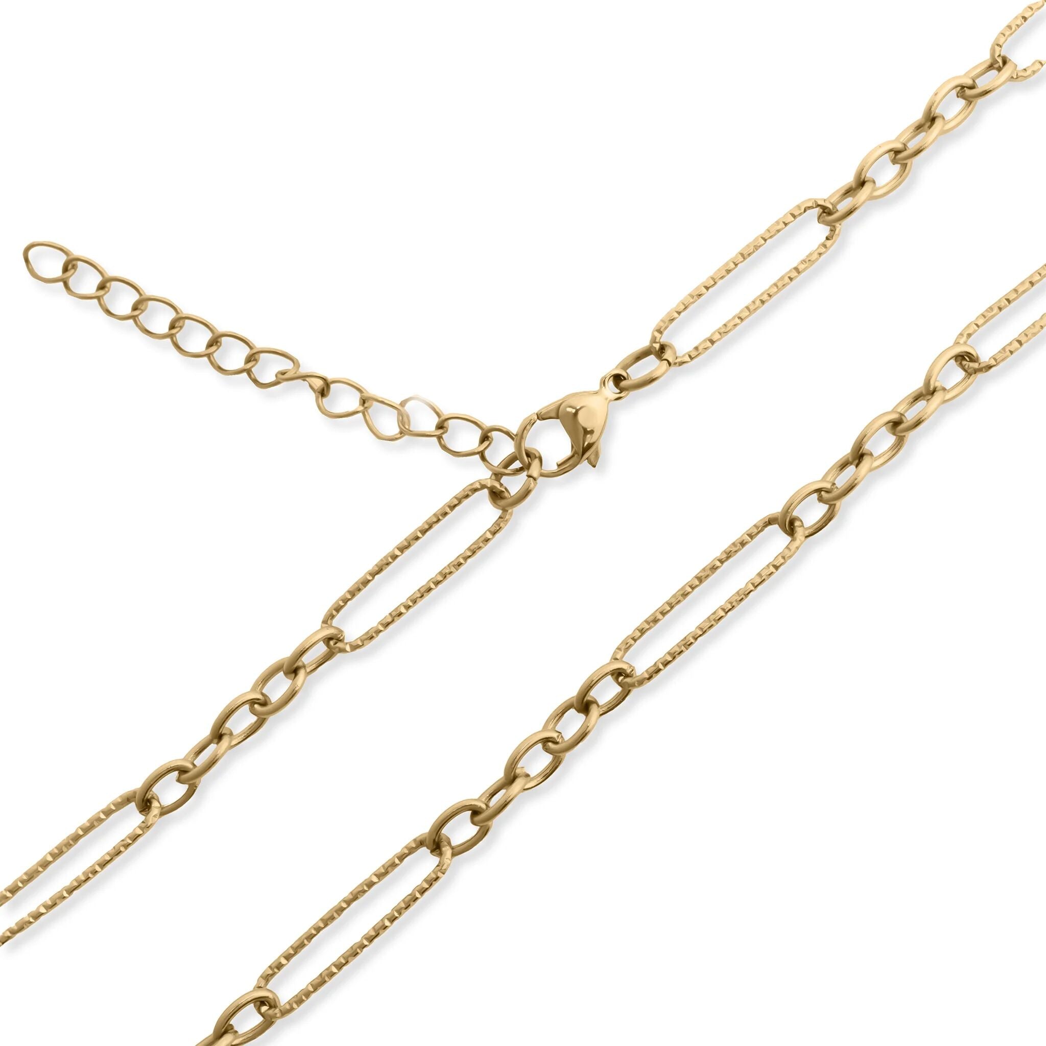 18K Gold Chain Necklace – Long Paperclip Textured Chain | Stainless Steel Jewelry