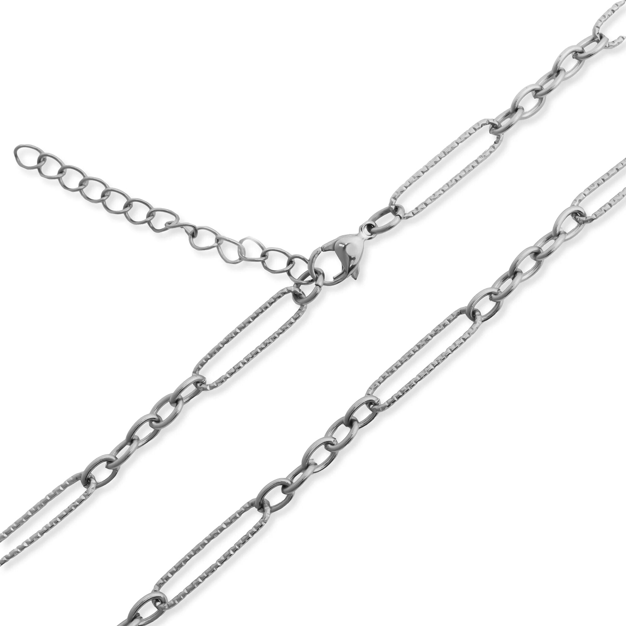 18K Gold Chain Necklace – Long Paperclip Textured Chain | Stainless Steel Jewelry