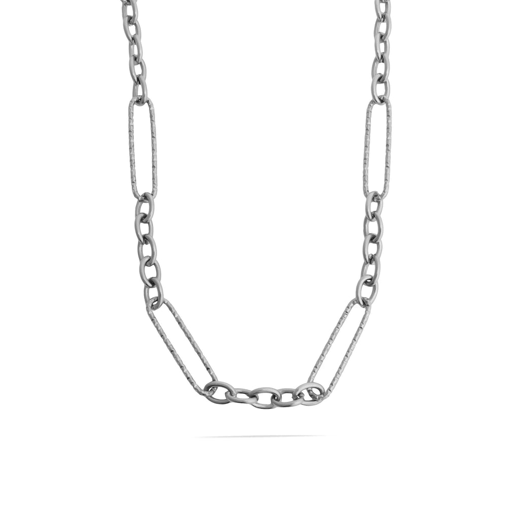 18K Gold Chain Necklace – Long Paperclip Textured Chain | Stainless Steel Jewelry