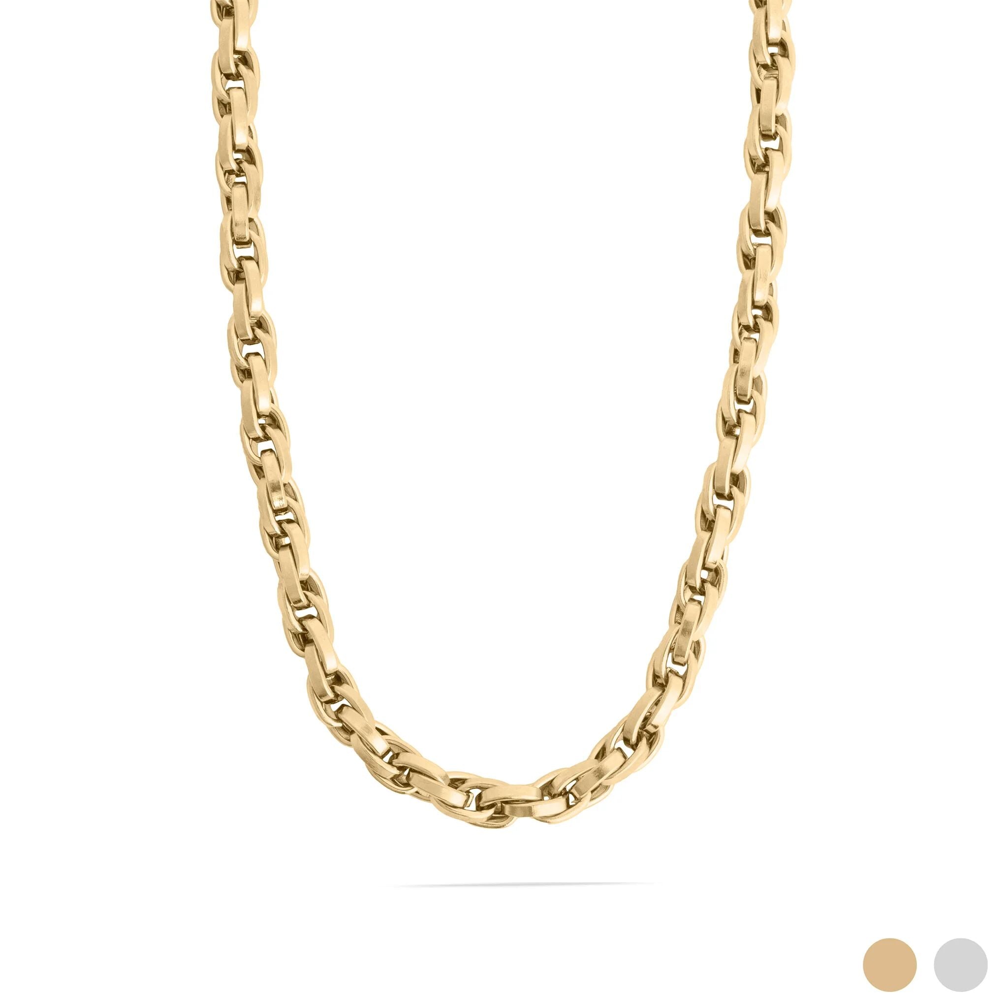 18K Gold Chain Necklace – Twisted Oval Stainless Steel Jewelry, Durable & Hypoallergenic
