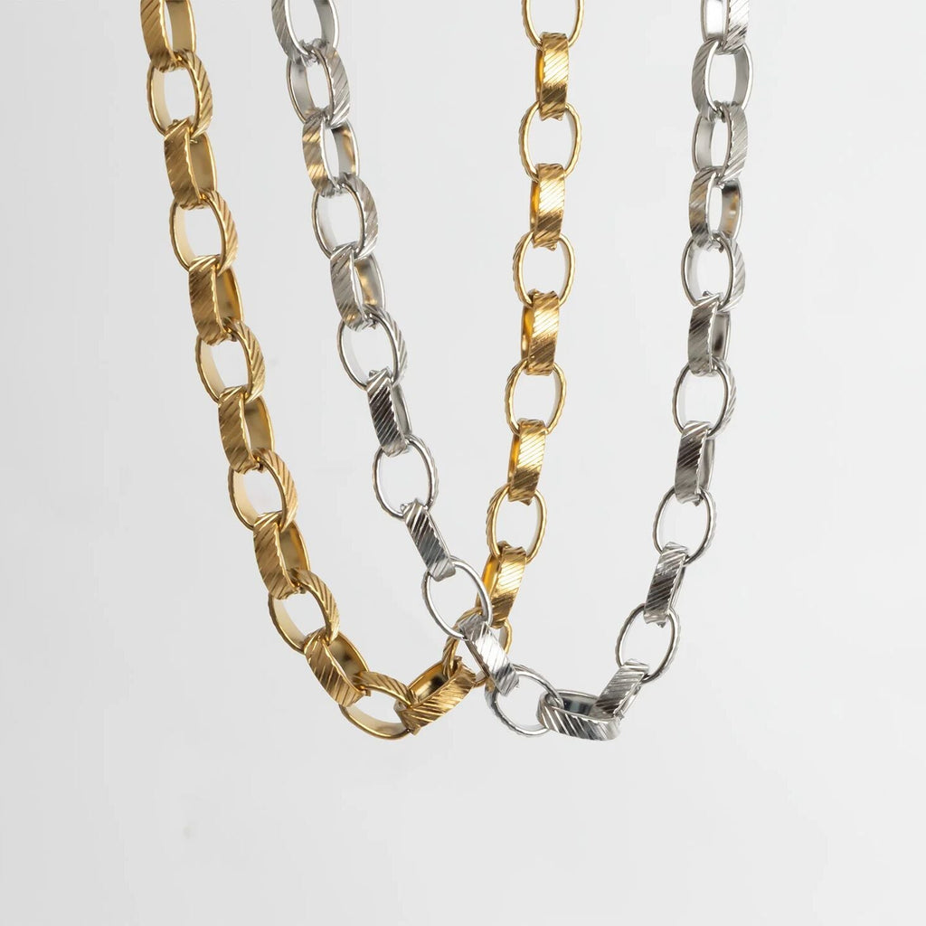 Gold Oval Chain Necklace – 18K Gold PVD Thick Stainless Steel Oval Link Chain
