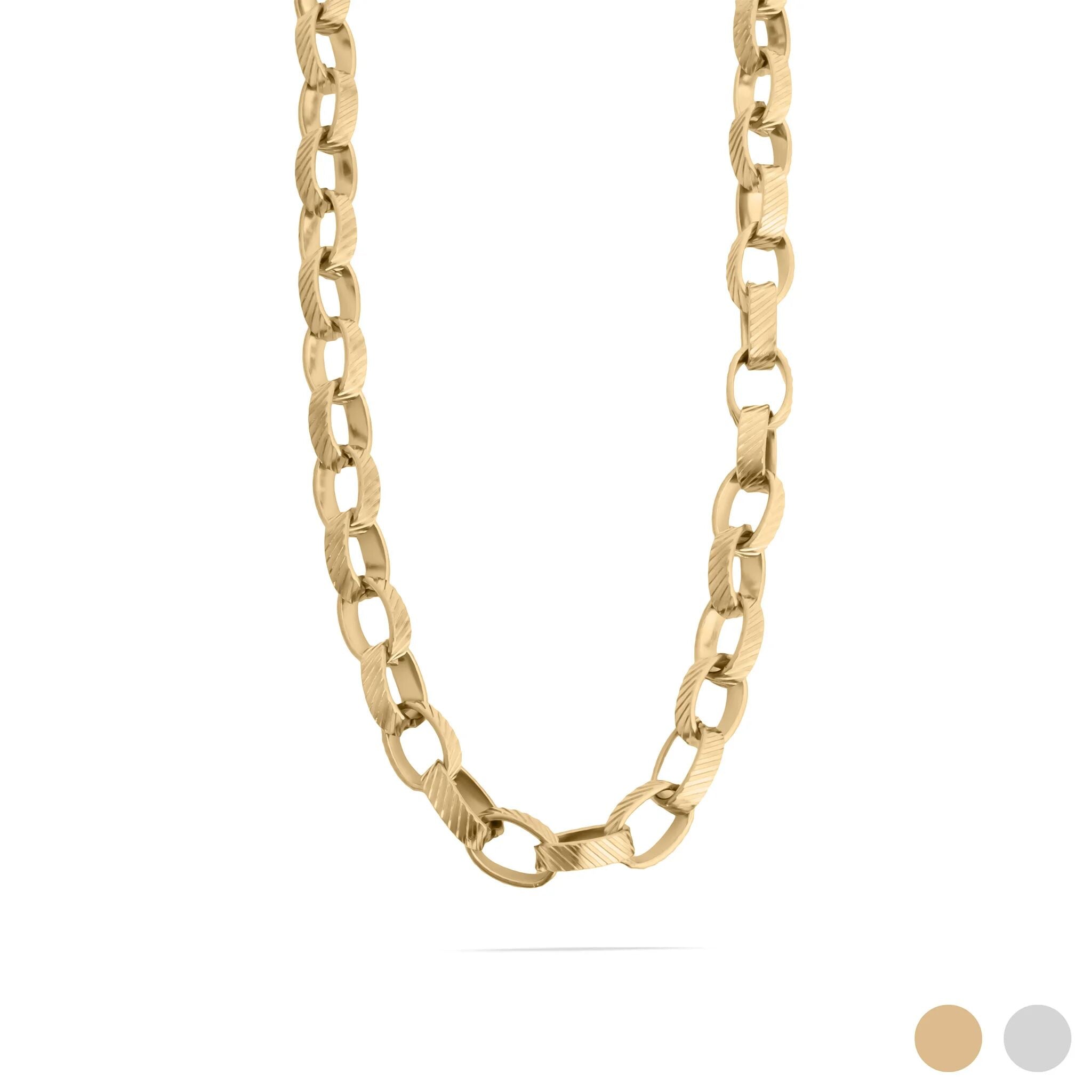 Gold Oval Chain Necklace – 18K Gold PVD Thick Stainless Steel Oval Link Chain
