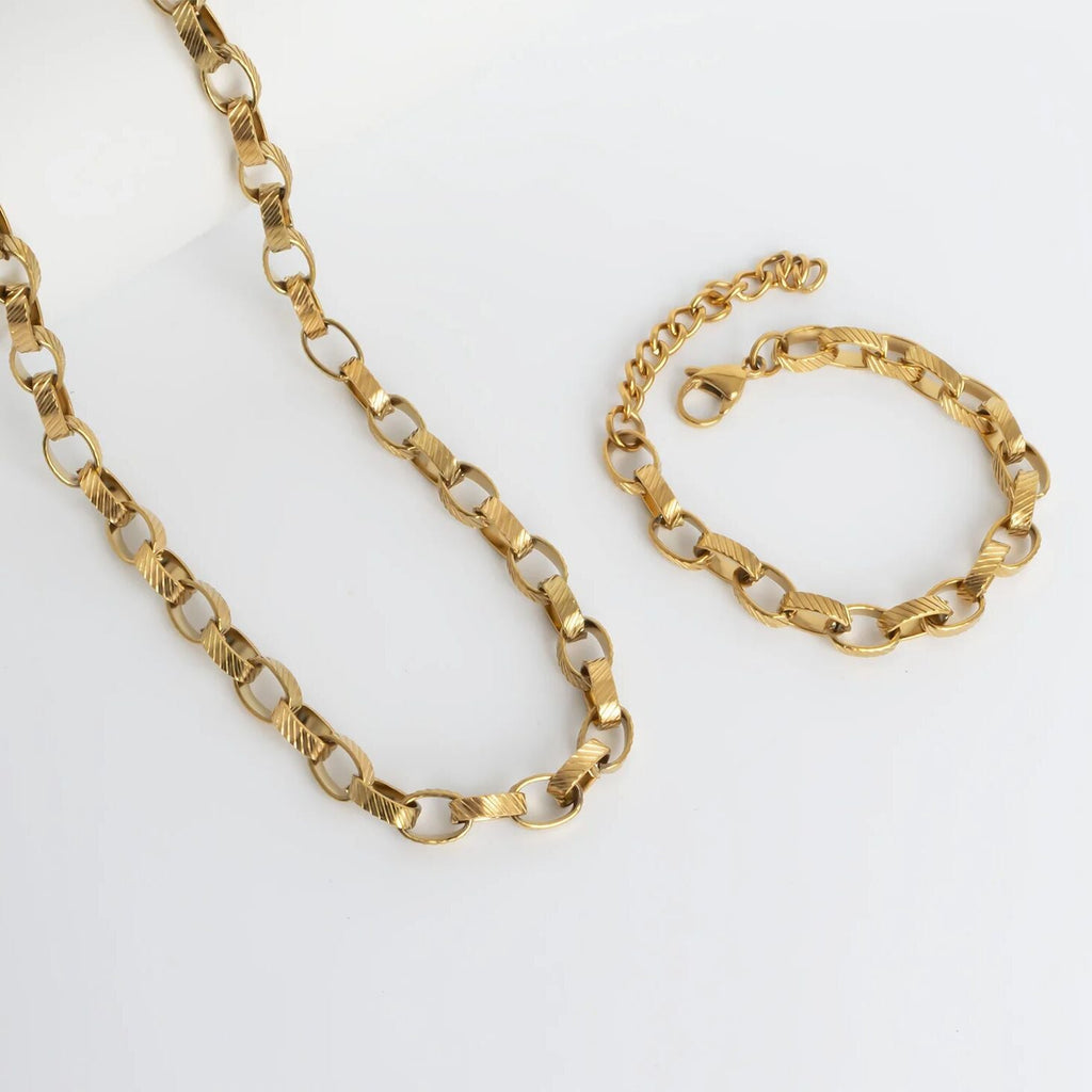 Gold Oval Chain Necklace – 18K Gold PVD Thick Stainless Steel Oval Link Chain