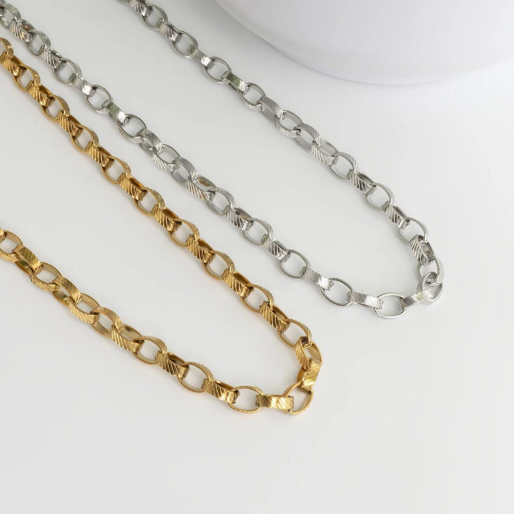 Gold Oval Chain Necklace – 18K Gold PVD Thick Stainless Steel Oval Link Chain