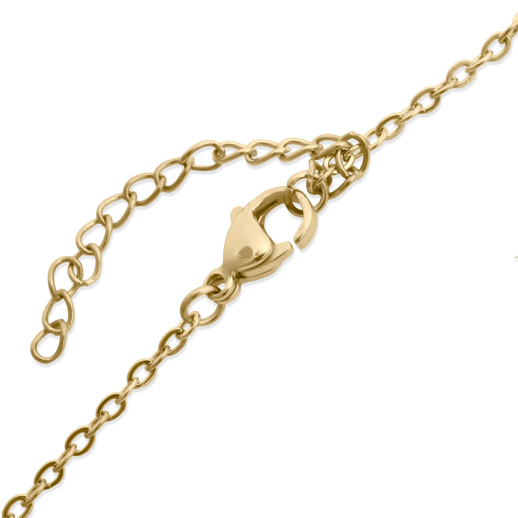 Gold chain bracelet with clasp on a white background
