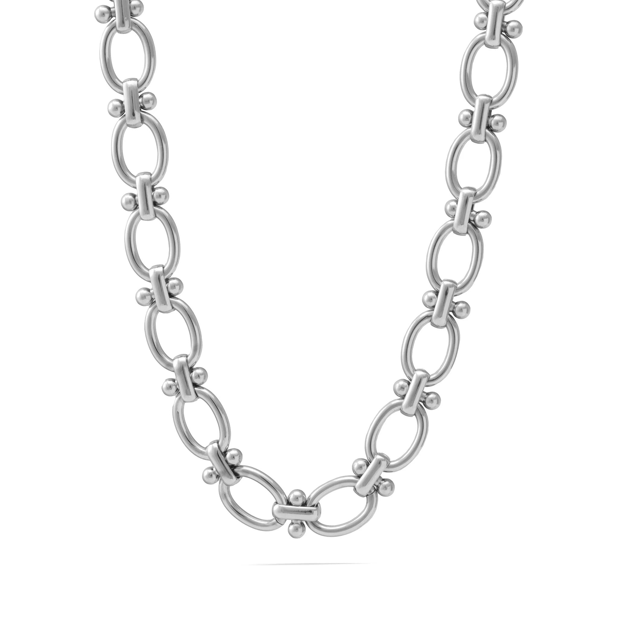 Stainless Steel Round and Bead Chain Necklace- Main