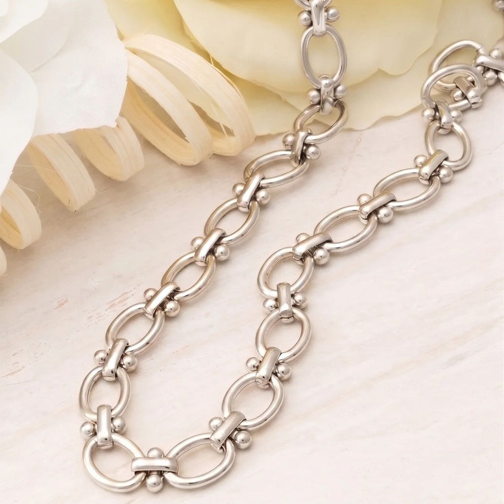 Stainless Steel Round and Bead Chain Necklace- studio