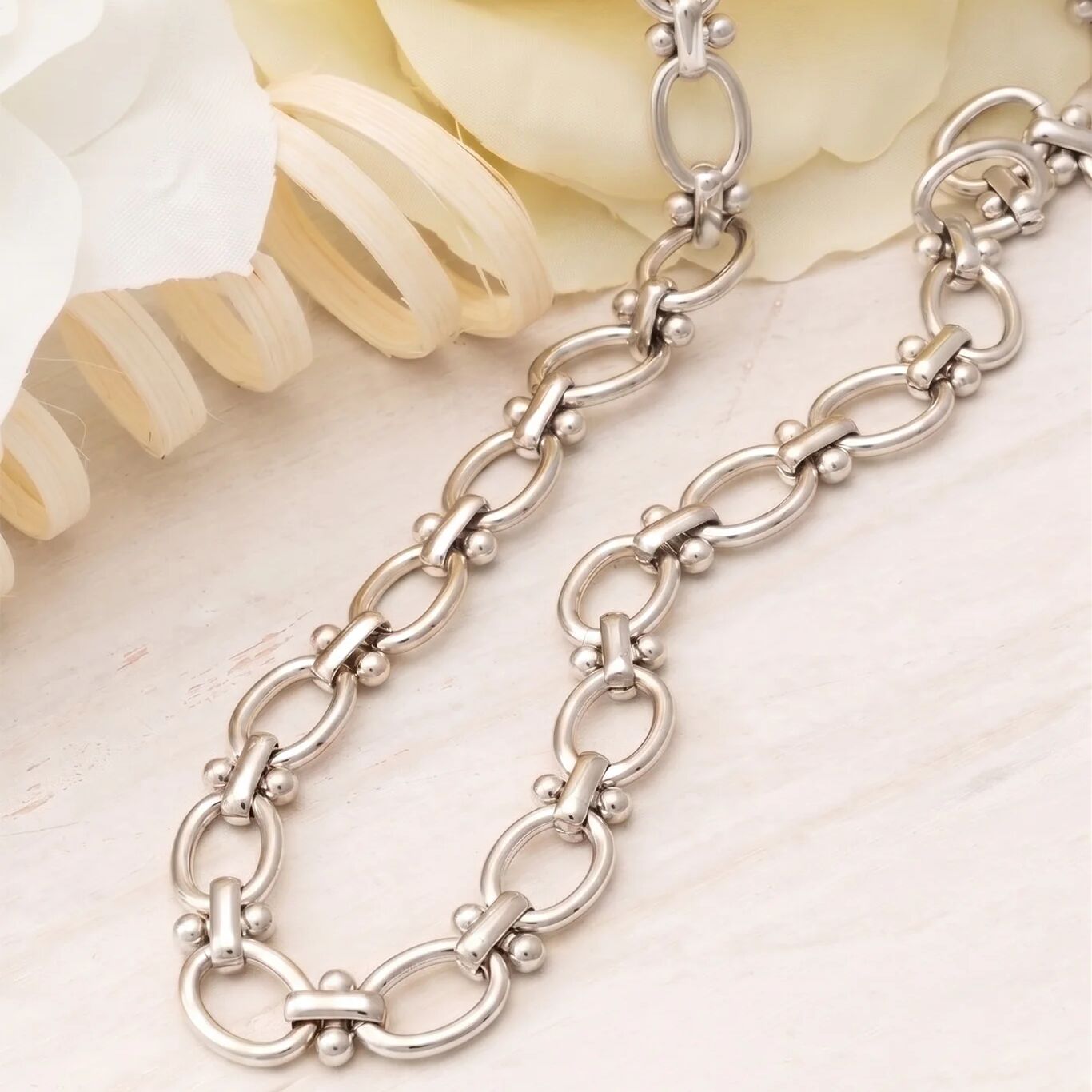Stainless Steel Round and Bead Chain Necklace- studio