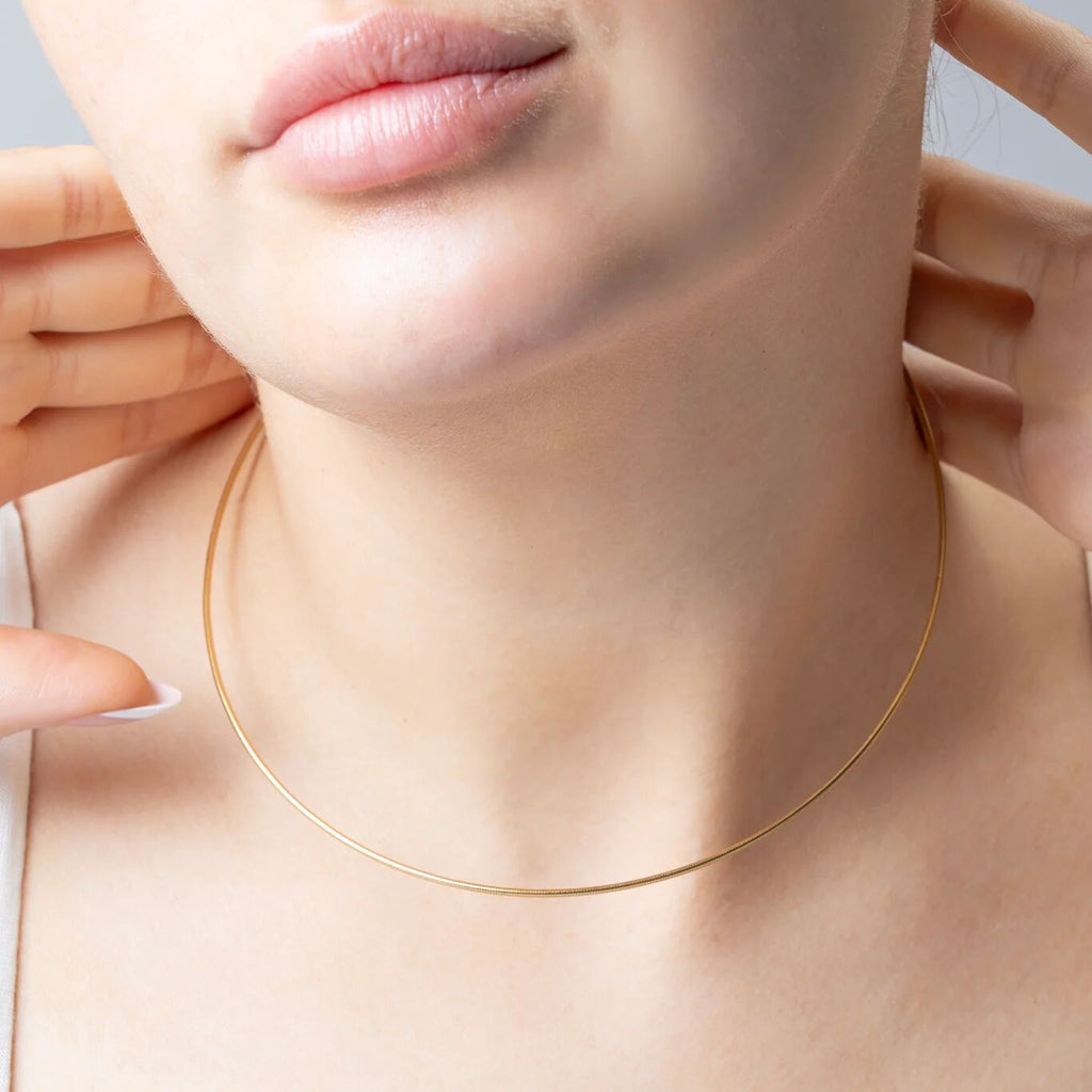 Gold Collar Necklace – 18K PVD Stainless Steel Adjustable Layering Chain