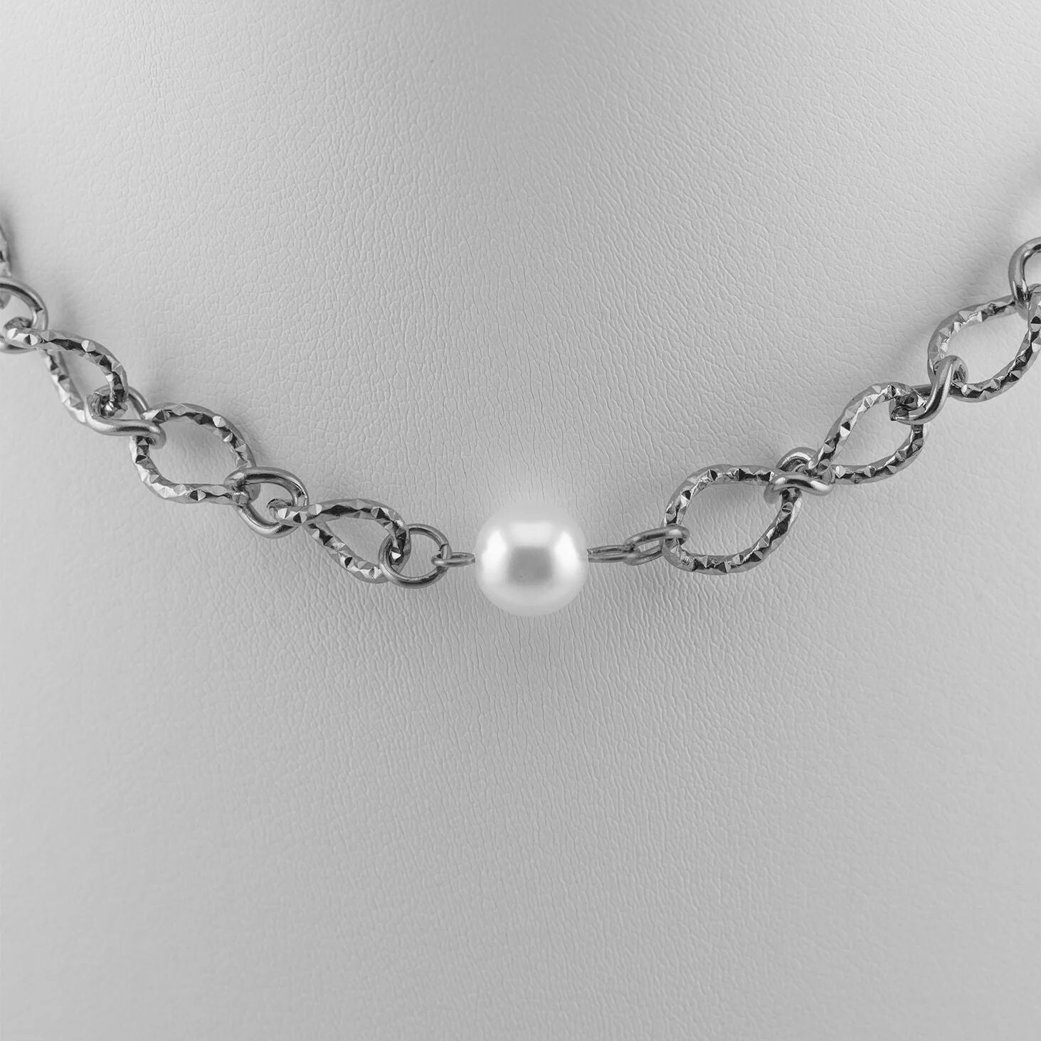 Silver Hammered Oval Split Chain