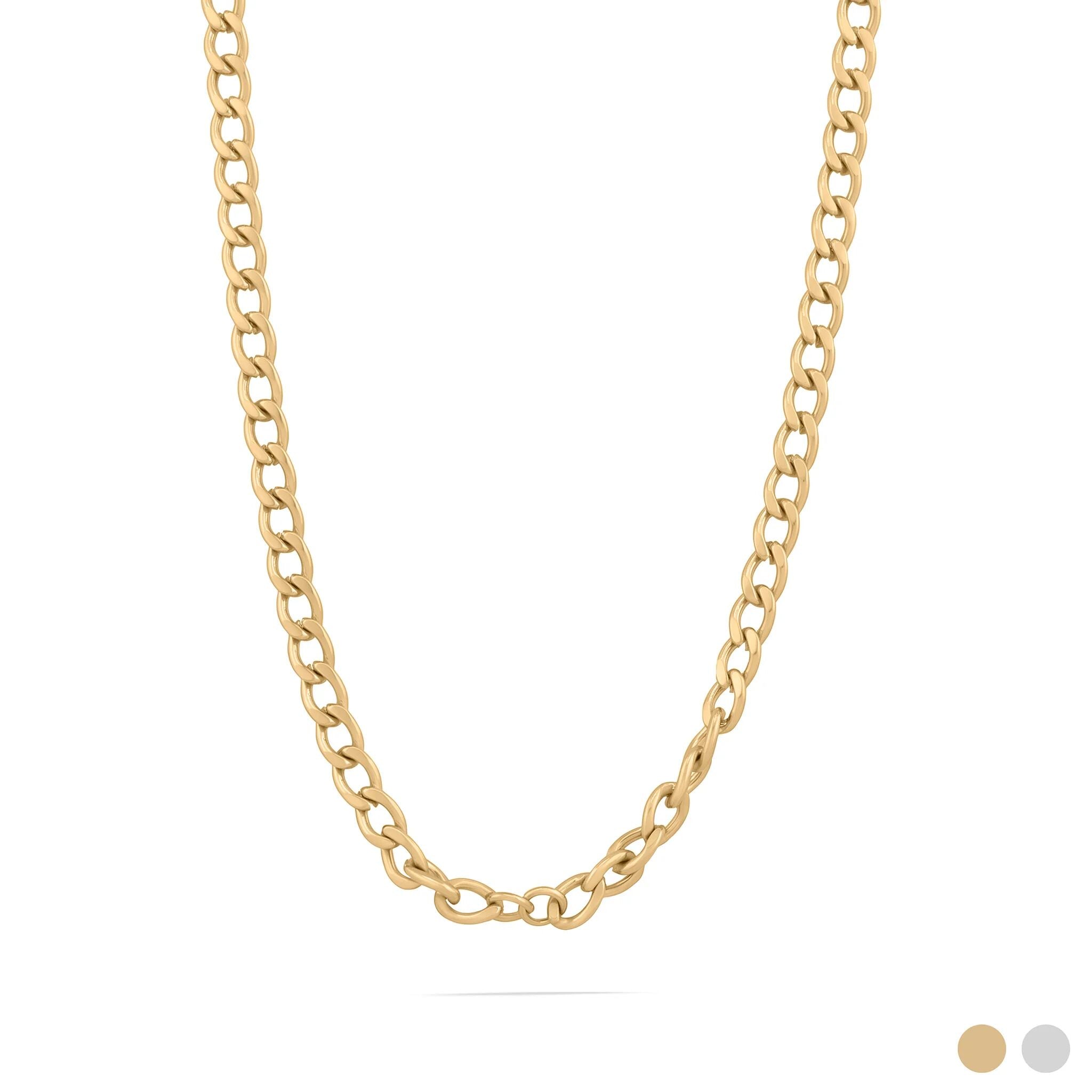 Figaro Gold Chain - 18K Gold PVD Coated Stainless Steel Split Link Necklace