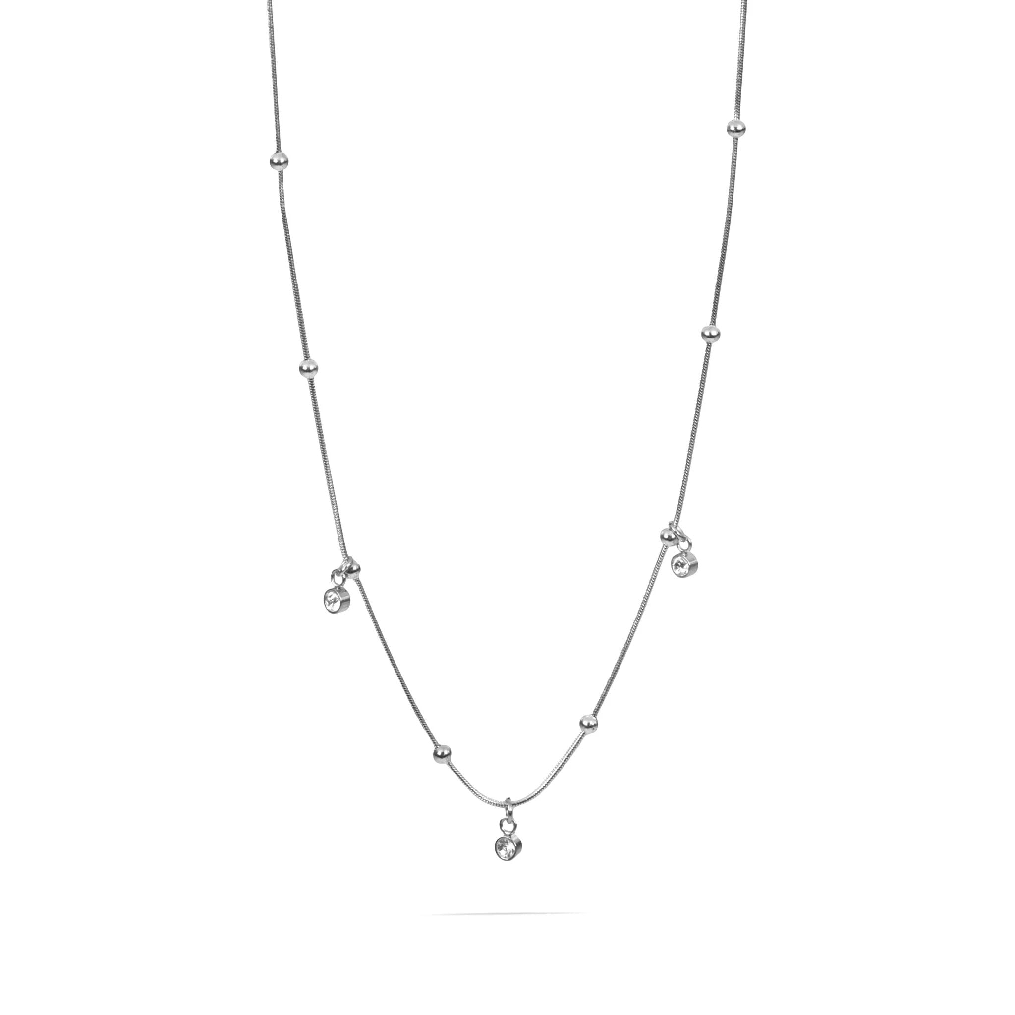 18K Gold PVD Stainless Steel Dangle Stone Necklace- silver main