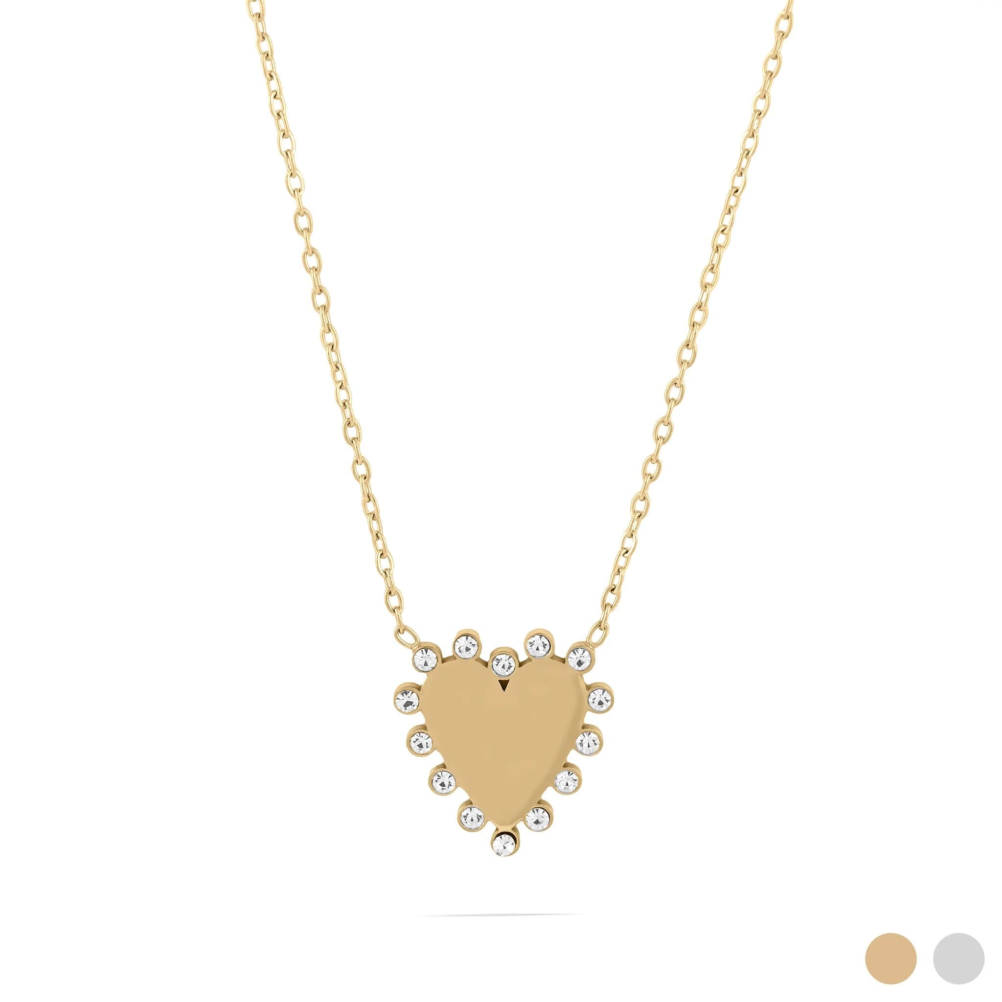 18K Gold PVD Stainless Steel Heart Pendant Necklace- gold main