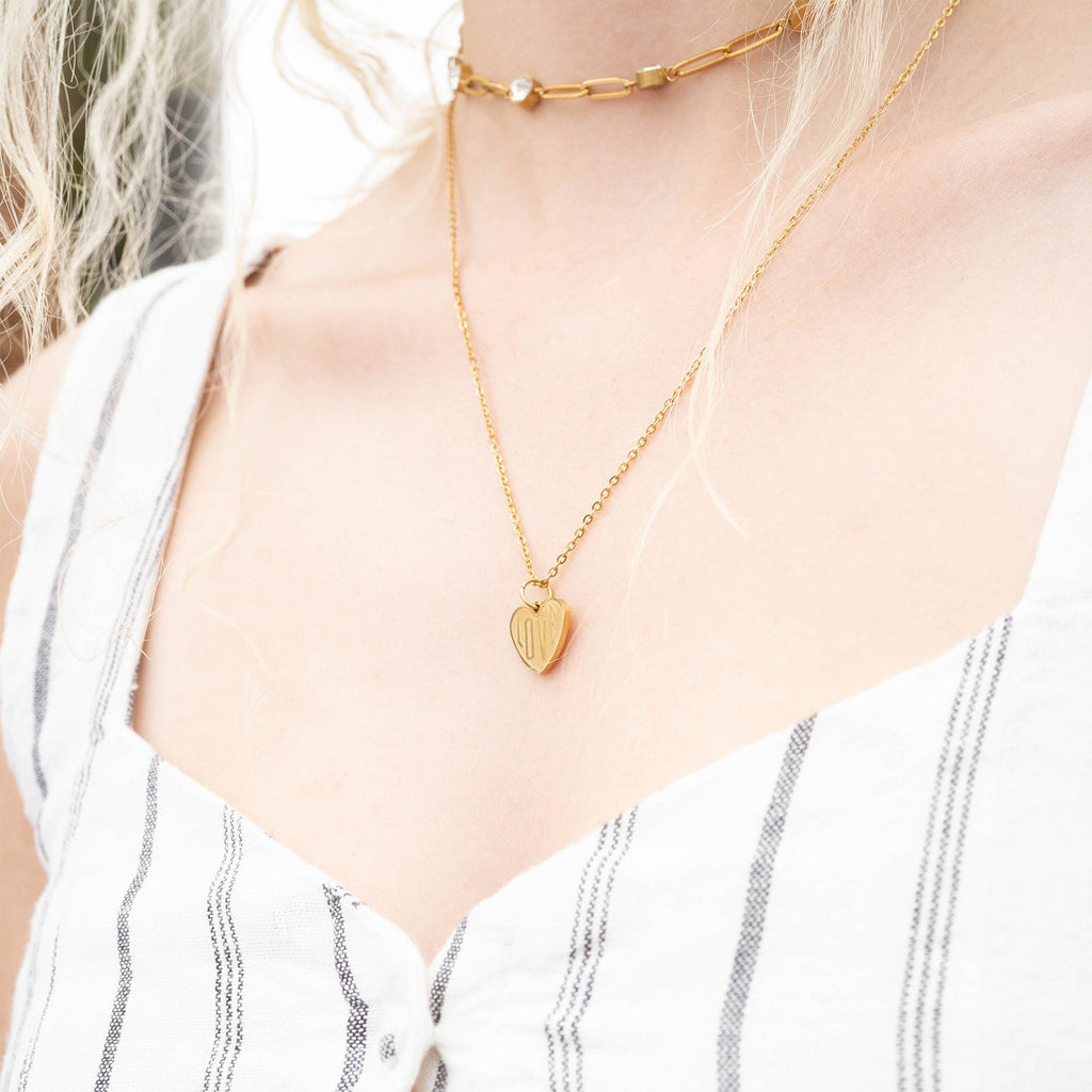 18K Gold Heart Charm – Polished Stainless Steel Pendant for Sensitive Skin