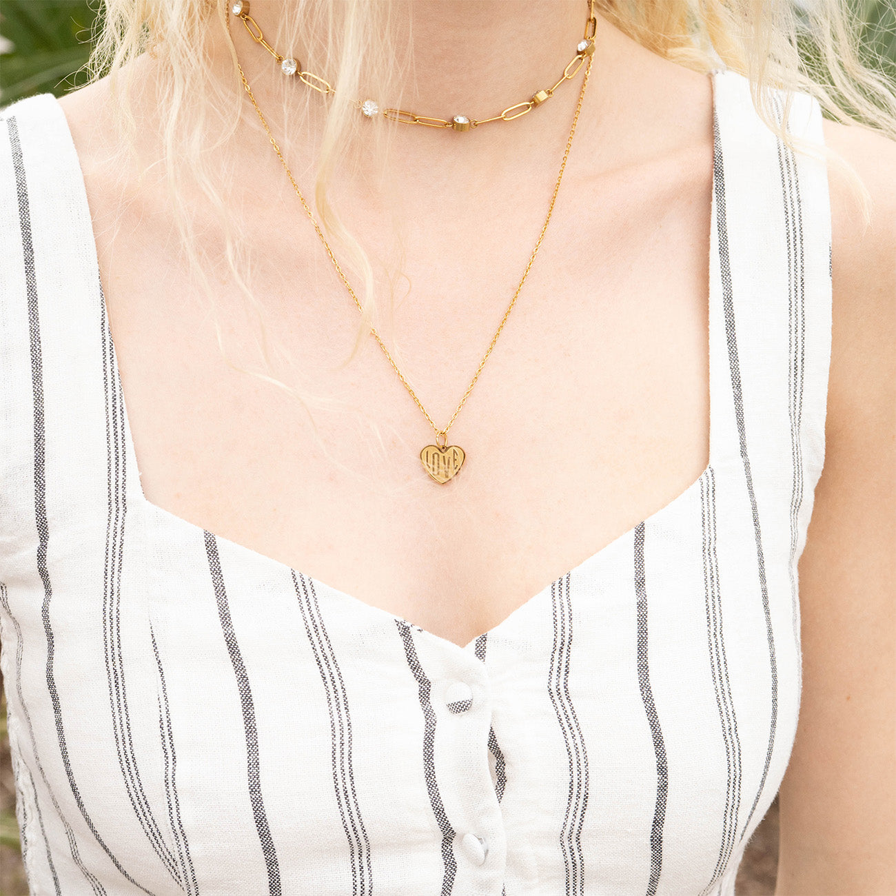 18K Gold Heart Charm – Polished Stainless Steel Pendant for Sensitive Skin