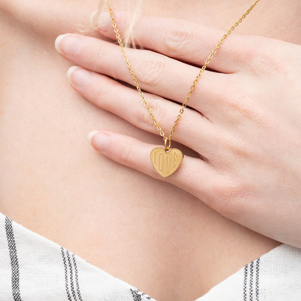 18K Gold Heart Charm – Polished Stainless Steel Pendant for Sensitive Skin