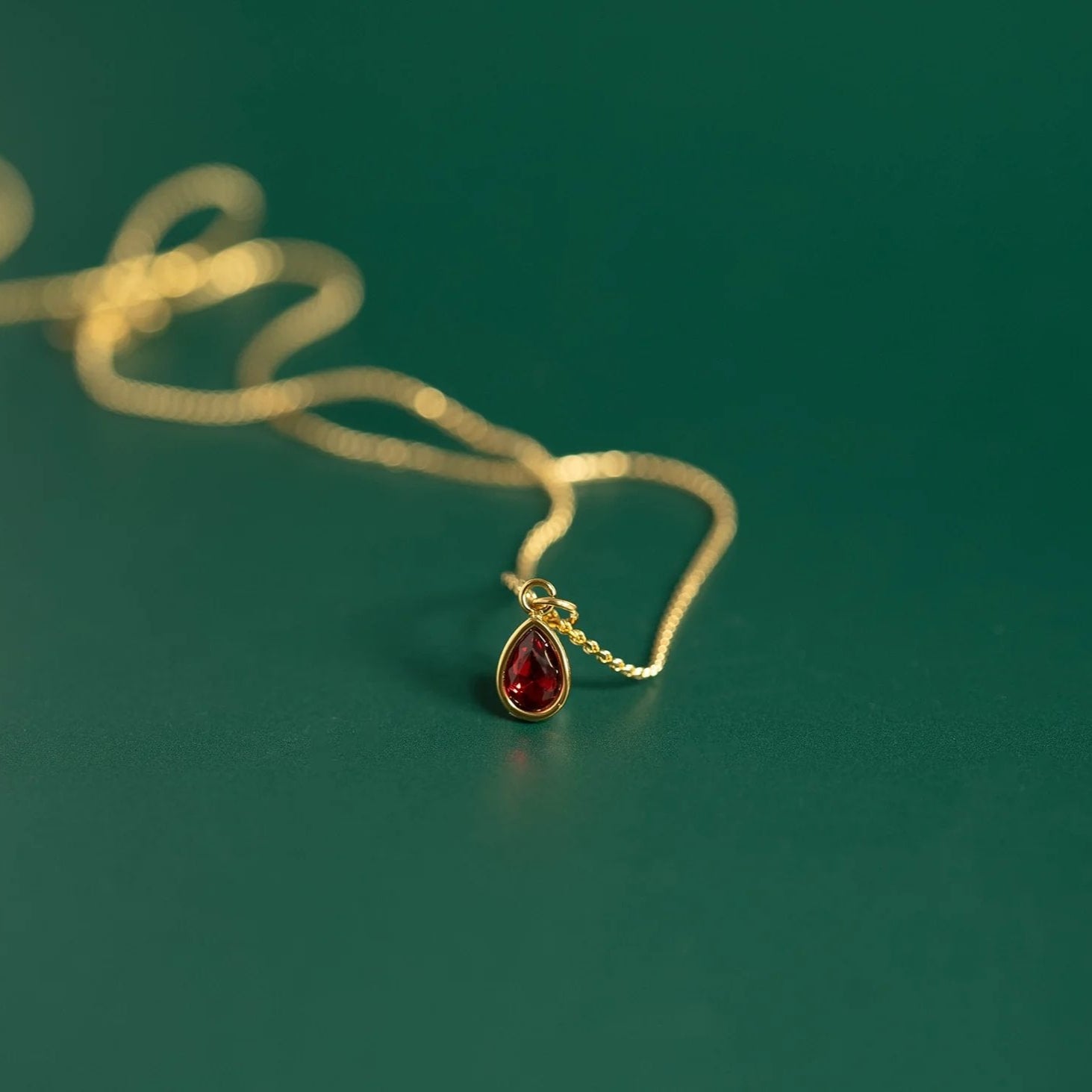 18K Gold PVD Teardrop Birthstone Charm