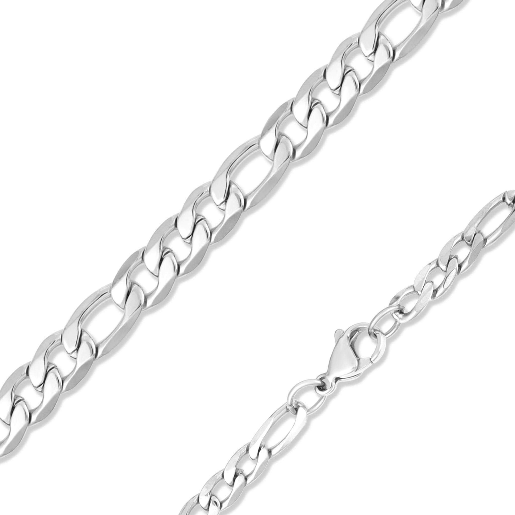 Stainless Steel Figaro Necklace – Durable Hypoallergenic Chain With Sleek Silver Links