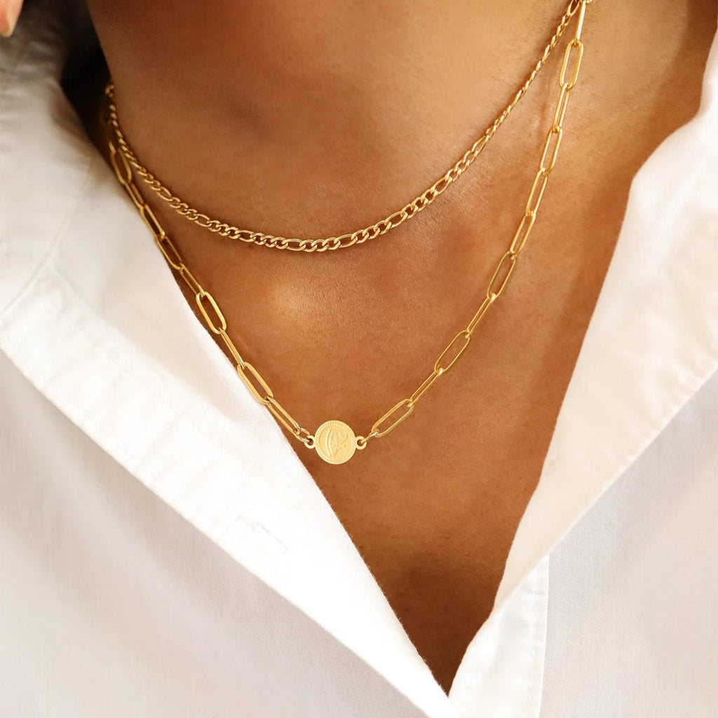18K Gold PVD Paperclip Connector Chain Necklace