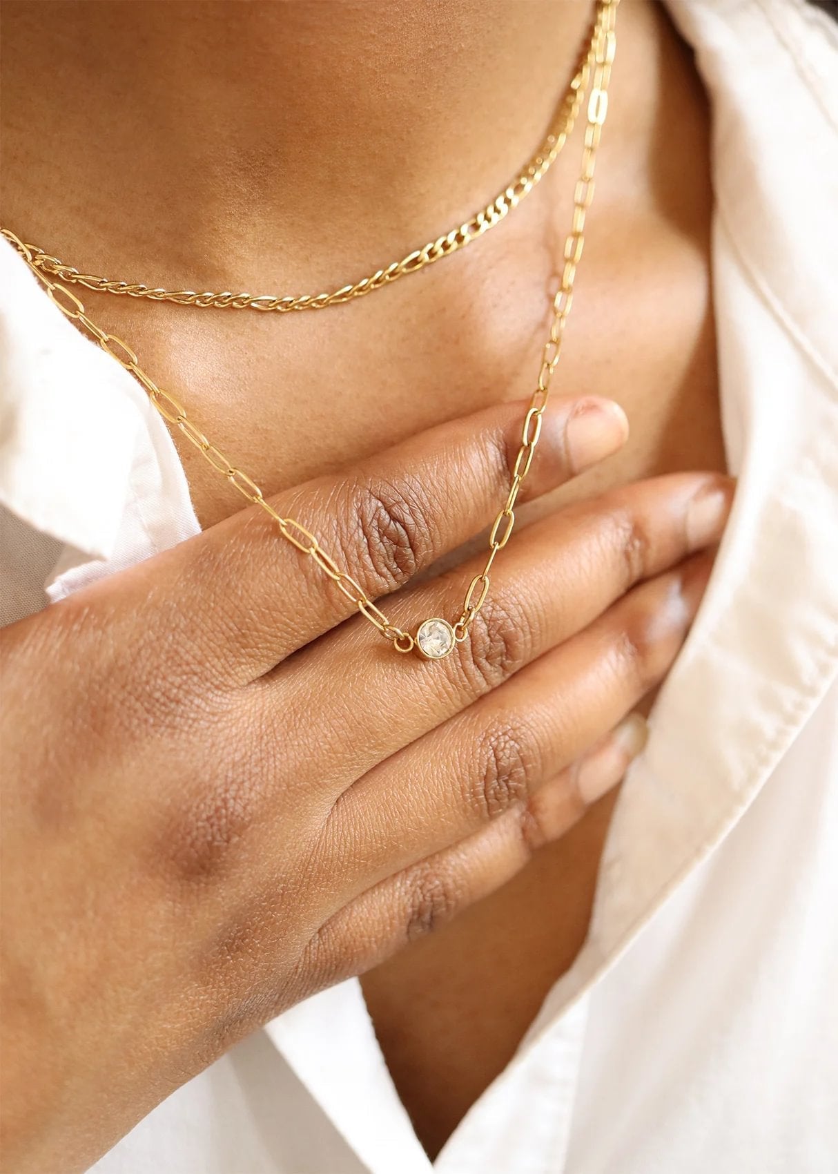 18K Gold PVD Paperclip Connector Chain Necklace