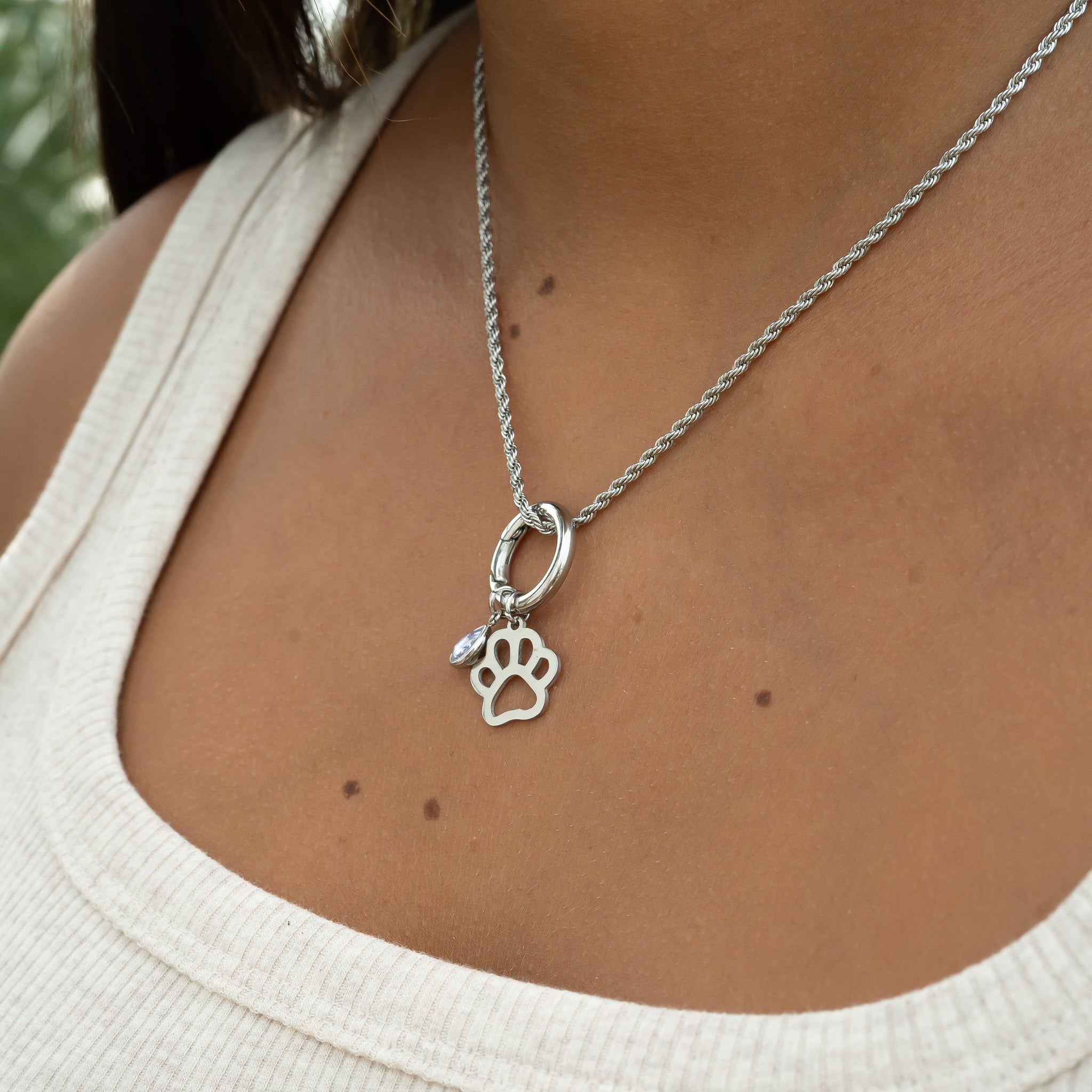 Stainless Steel Teardrop Birthstone Charm