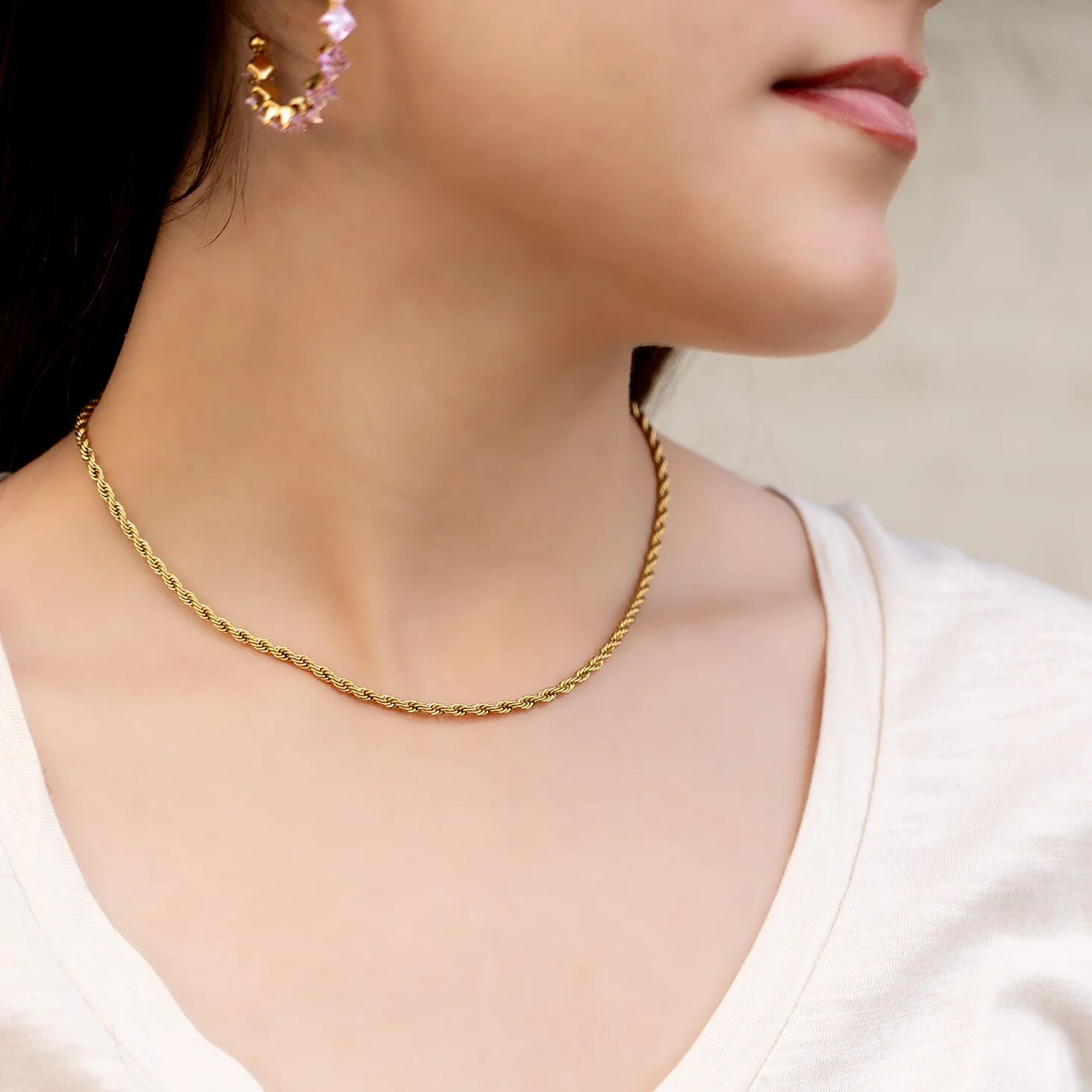 Gold Rope Chain Necklace - 14K Gold Filled PLUS, Tarnish Resistant, 16"