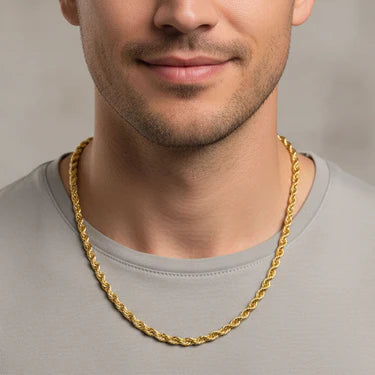 18K Gold PVD Stainless Steel Rope Chain Necklace