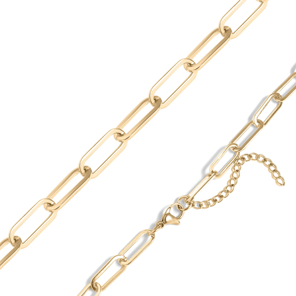 Paperclip Chain Necklace – Minimalist Gold Stainless Steel, Tarnish Resistant Jewelry