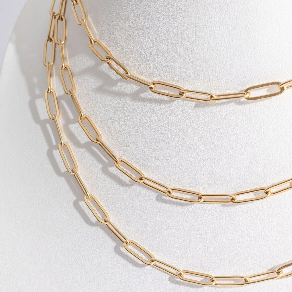 14K Gold Filled Necklace – Paperclip Chain, Lightweight Hypoallergenic Jewelry