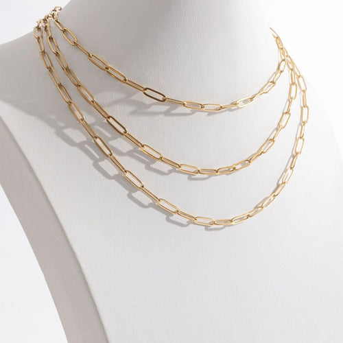 14K Gold Filled Necklace – Paperclip Chain, Lightweight Hypoallergenic Jewelry