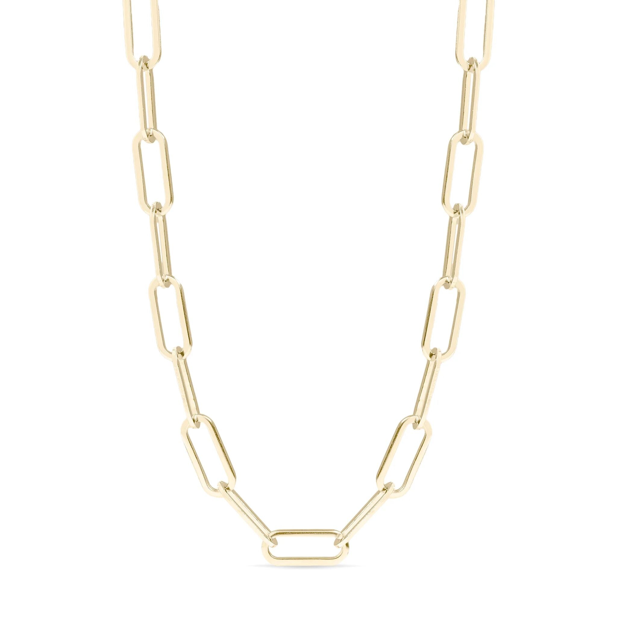 14K Gold Filled Necklace – Paperclip Chain, Lightweight Hypoallergenic Jewelry