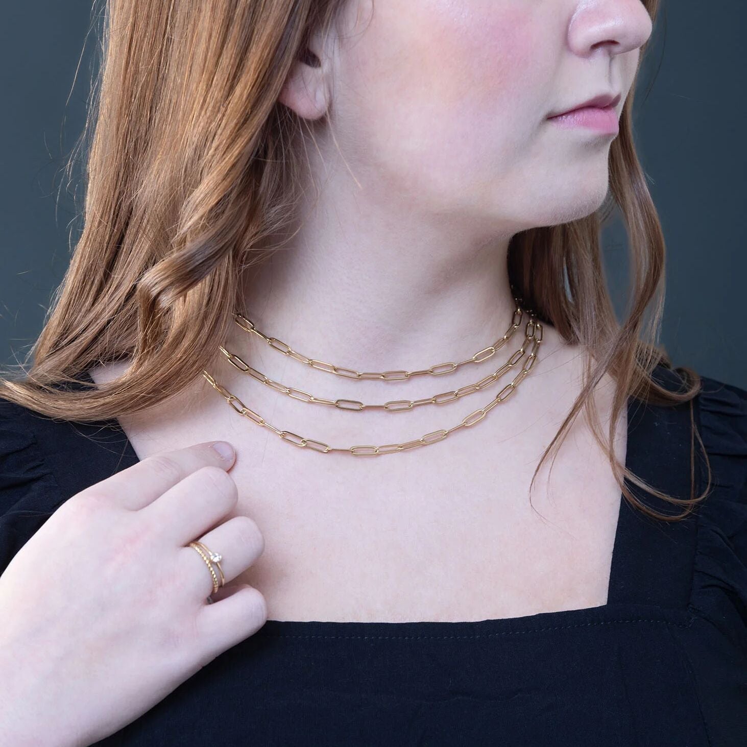 14K Gold Filled Necklace – Paperclip Chain, Lightweight Hypoallergenic Jewelry