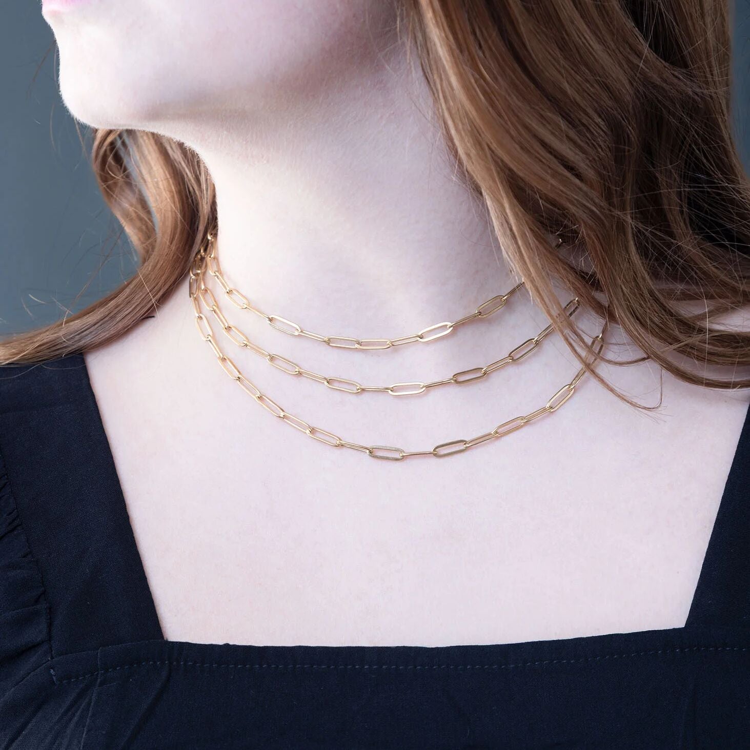 14K Gold Filled Necklace – Paperclip Chain, Lightweight Hypoallergenic Jewelry