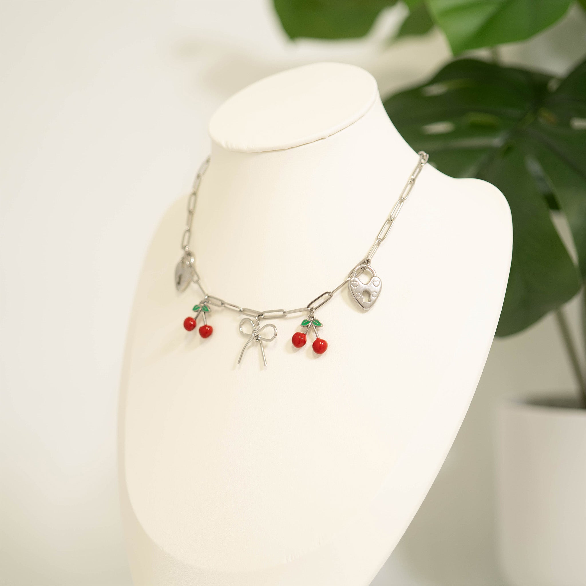 18K Gold Cherry Charm – Stainless Steel Epoxy Pendant | Scratch Resistant PVD Jewelry